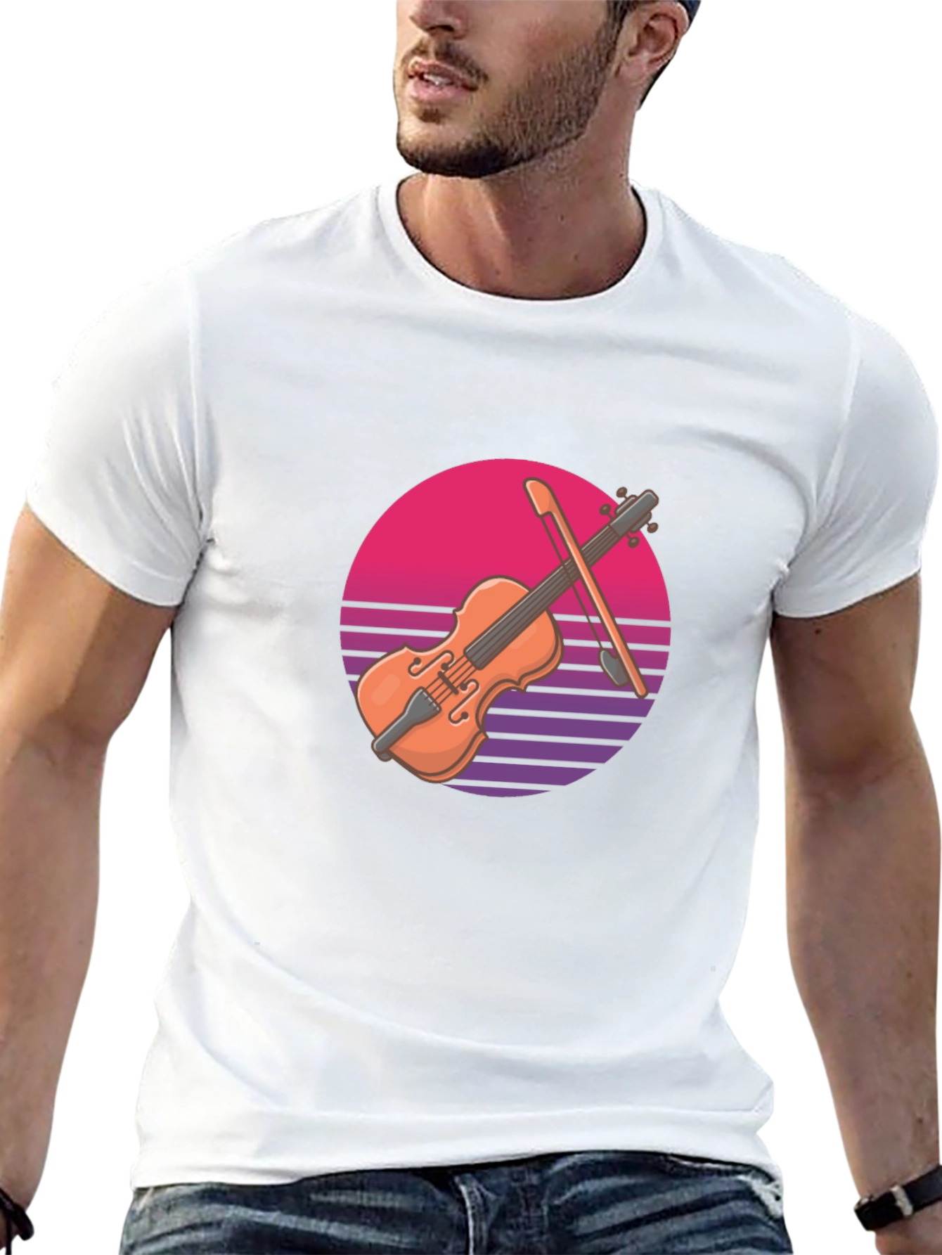 Retro Violin Graphic Tee - Cool Musician T-Shirt