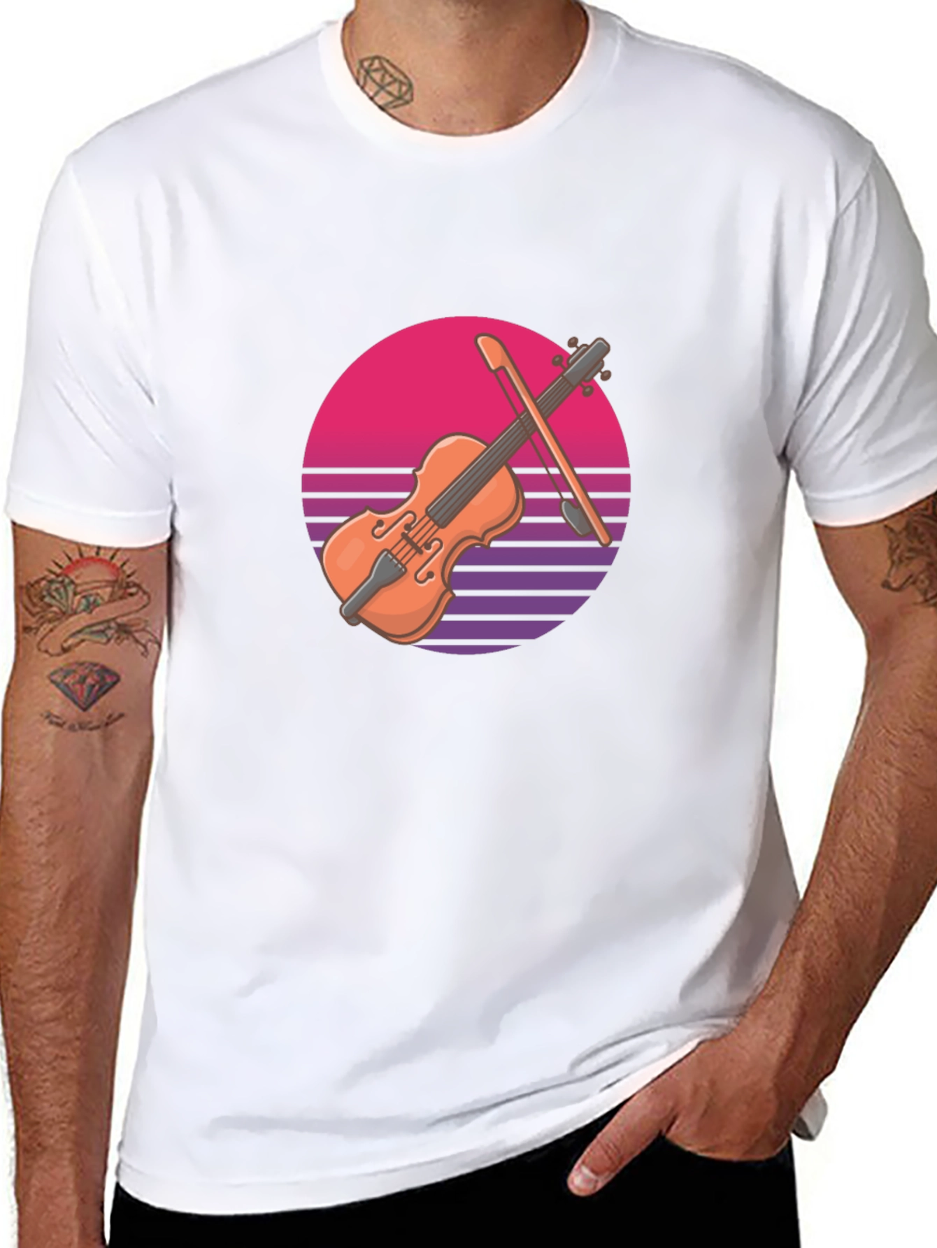 Retro Violin Graphic Tee - Cool Musician T-Shirt
