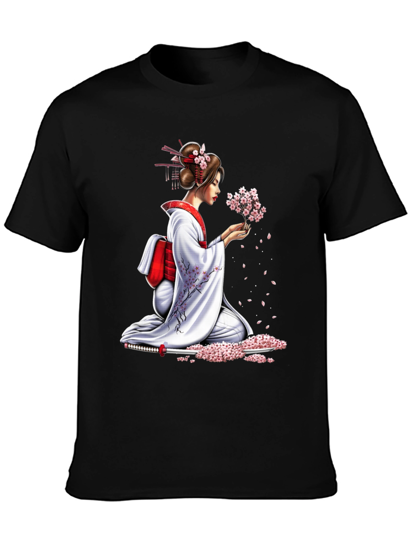 Geisha Cherry Blossom Graphic Tee - Unisex