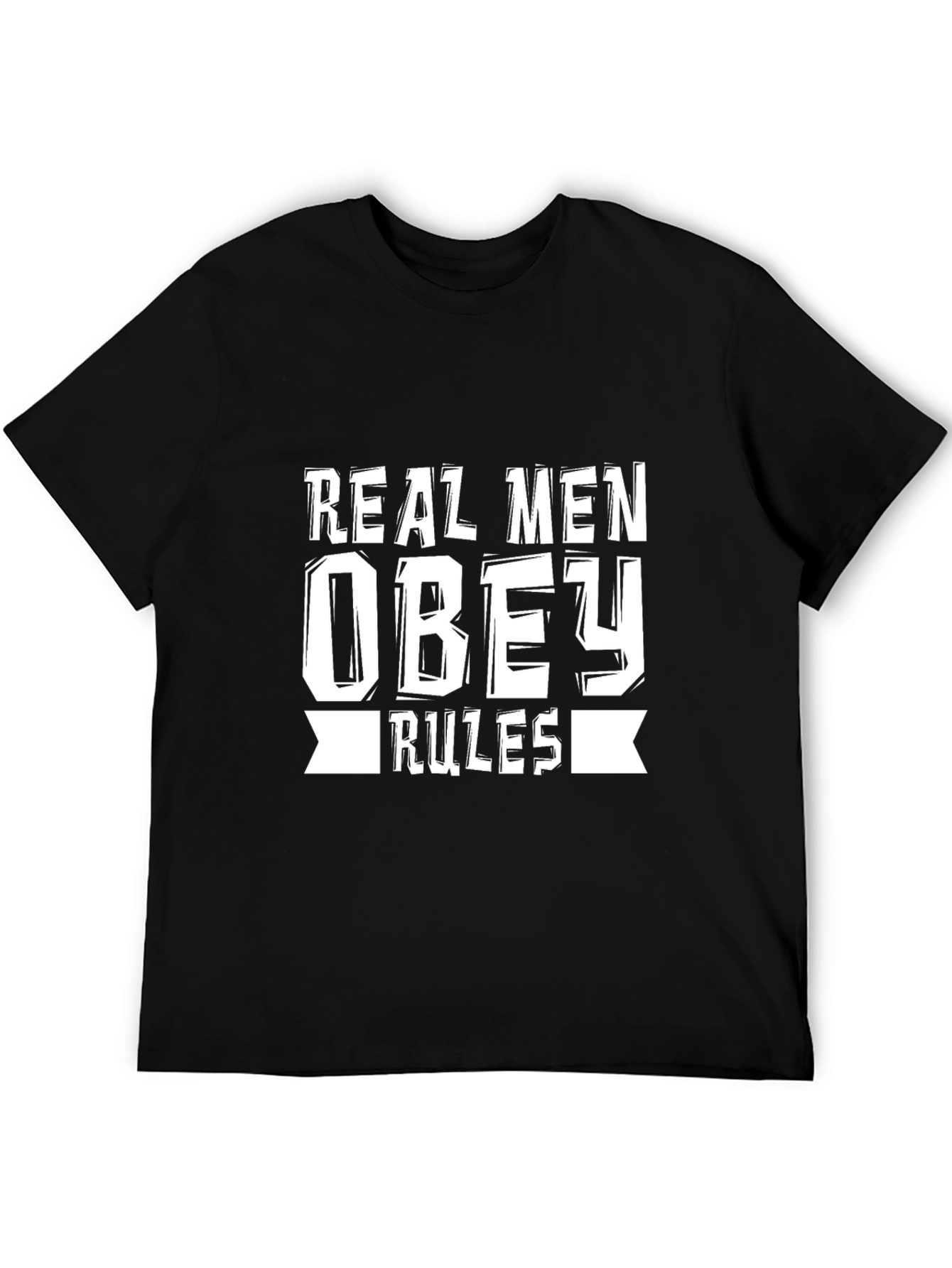 Real Men Obey Rules Graphic Tee - Black