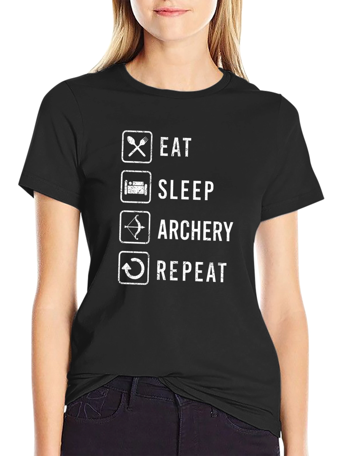 Eat Sleep Archery Repeat Black T-Shirt