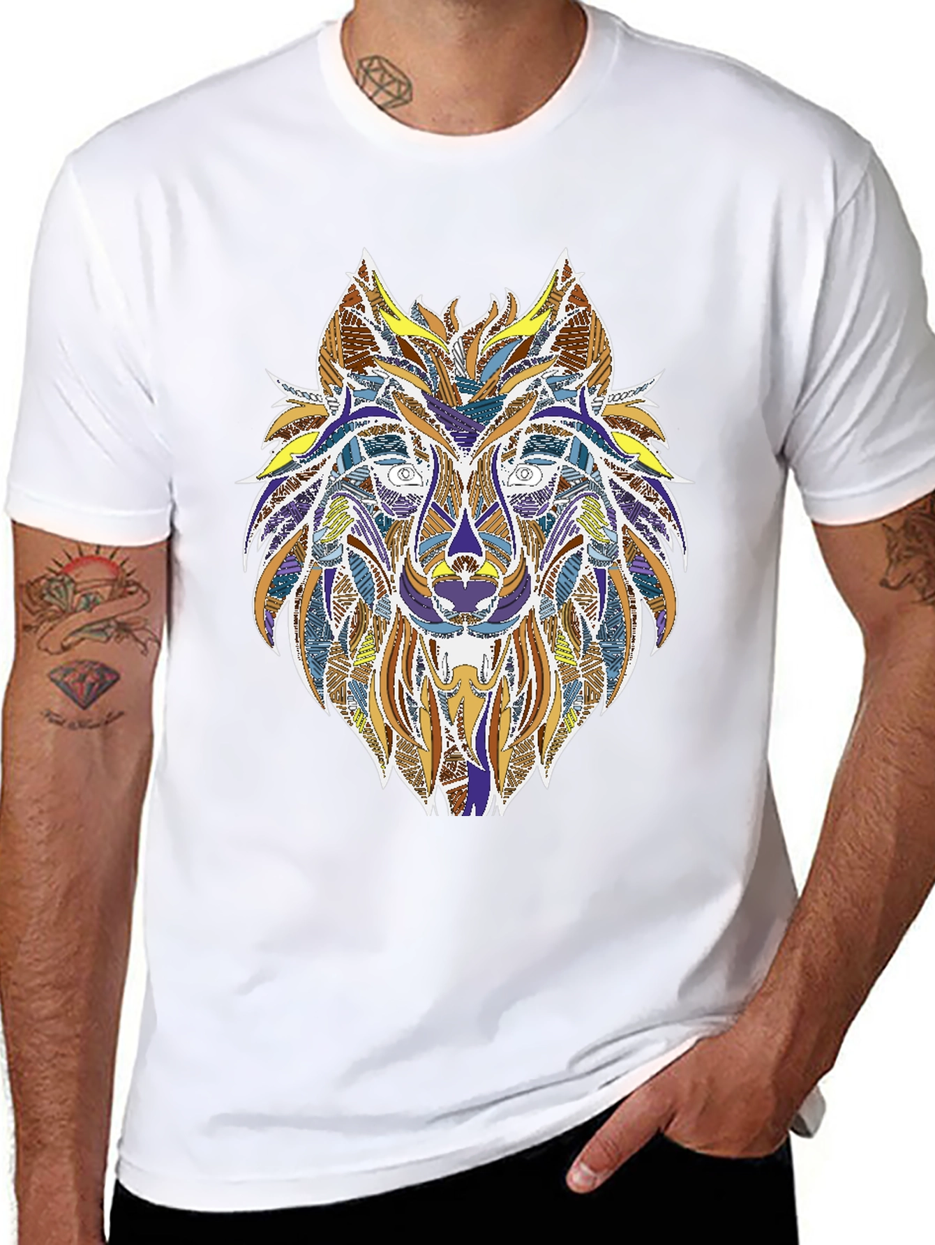 Wolf Graphic Print Tee - Stylish Mens T-Shirt