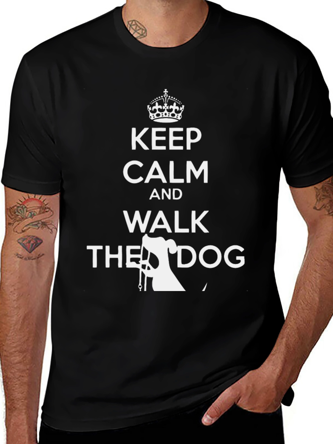 Keep Calm Walk the Dog Black T-Shirt