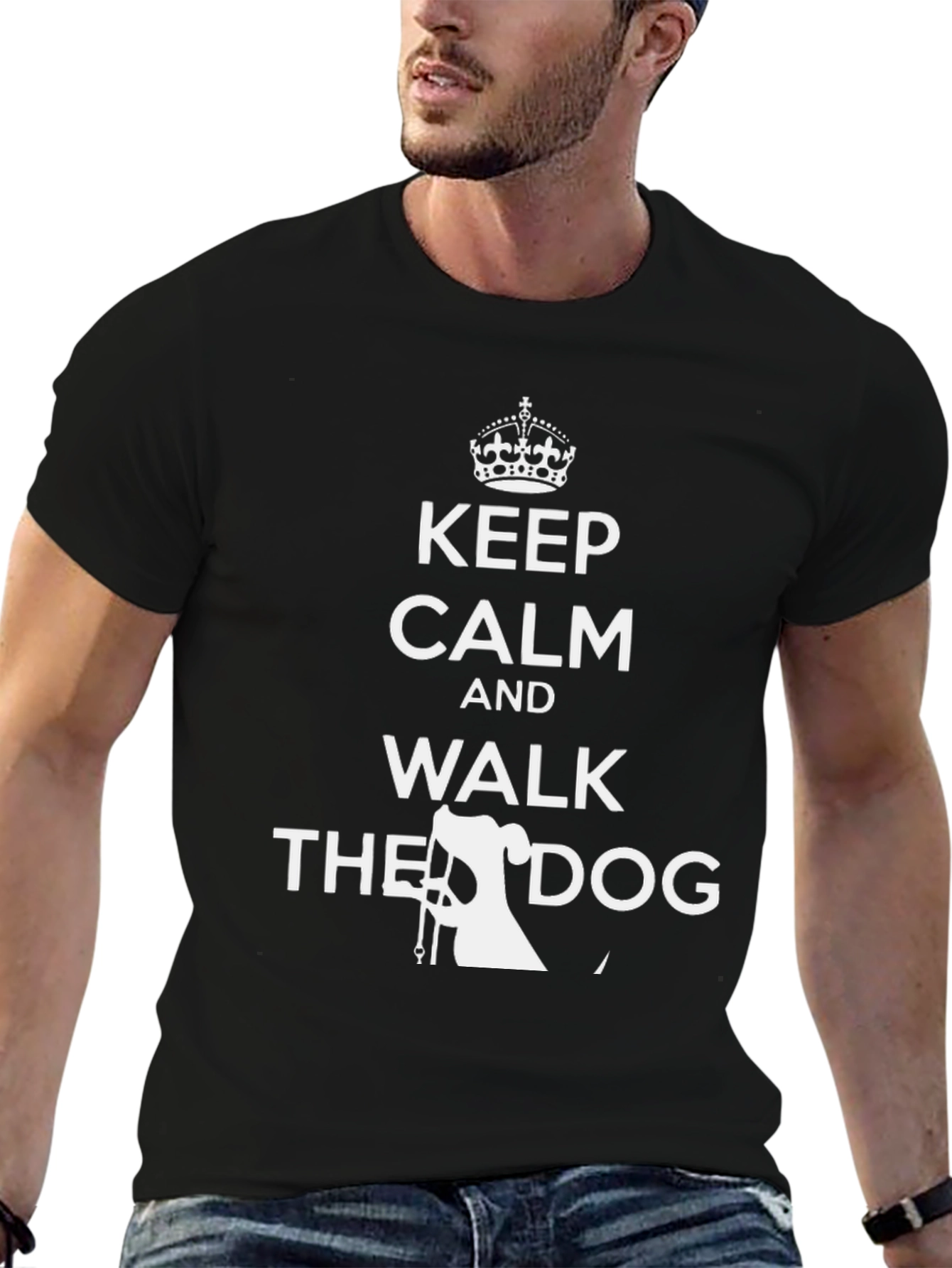 Keep Calm Walk the Dog Black T-Shirt