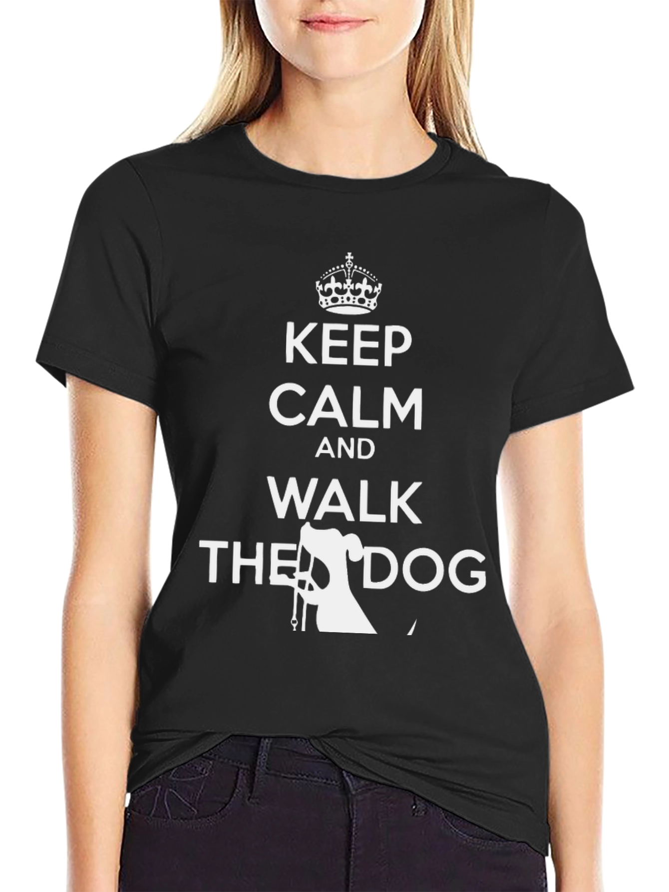Keep Calm Walk the Dog Black T-Shirt