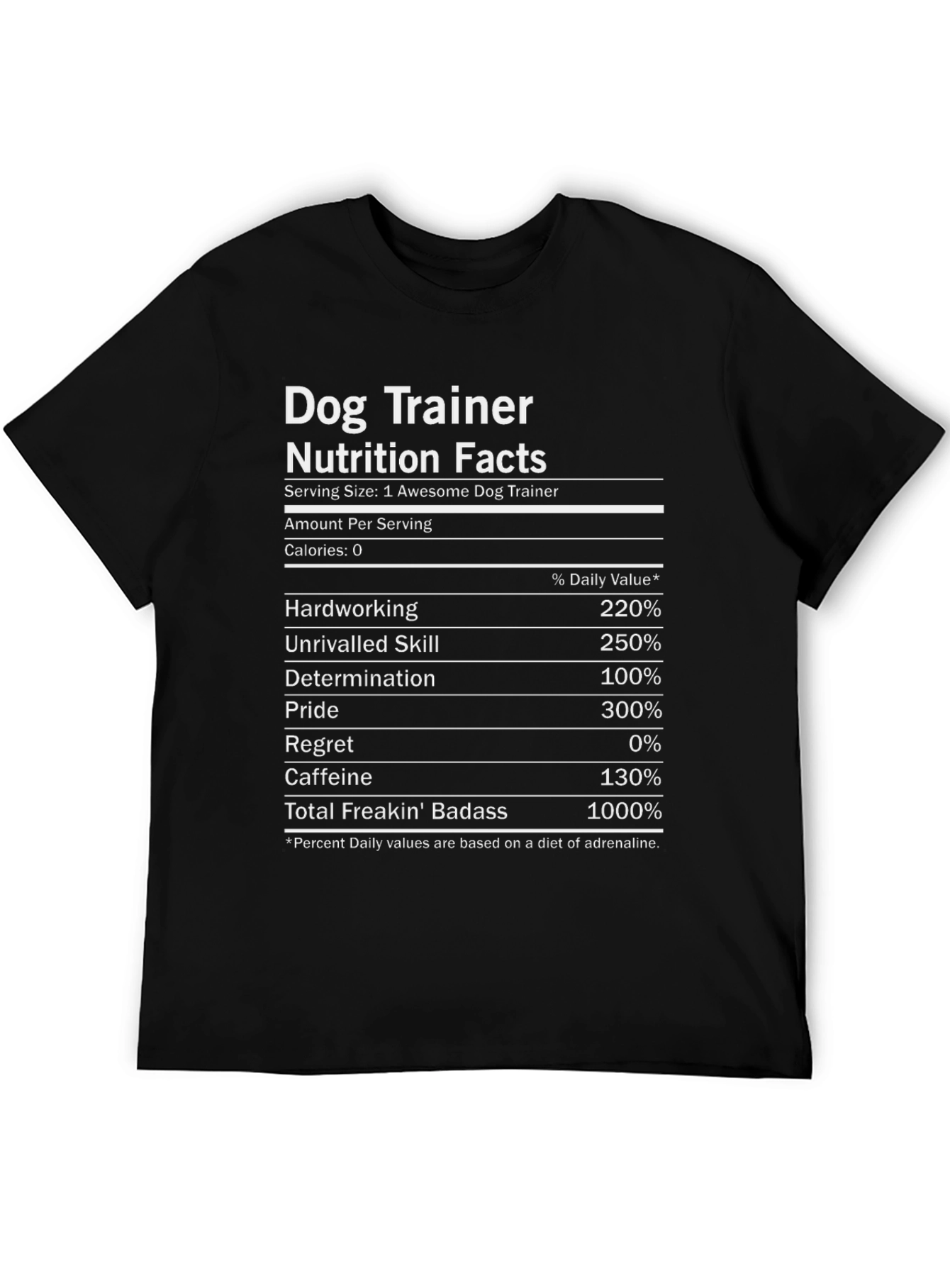 Dog Trainer Nutrition Facts Graphic T-Shirt