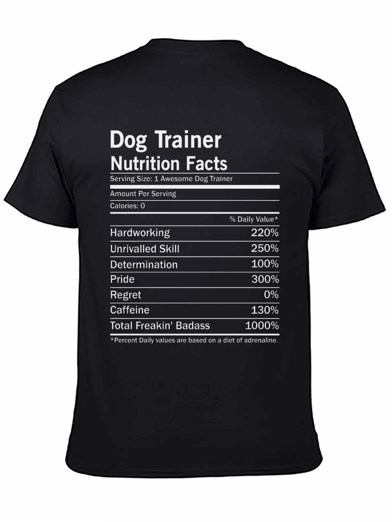 Dog Trainer Nutrition Facts Graphic T-Shirt