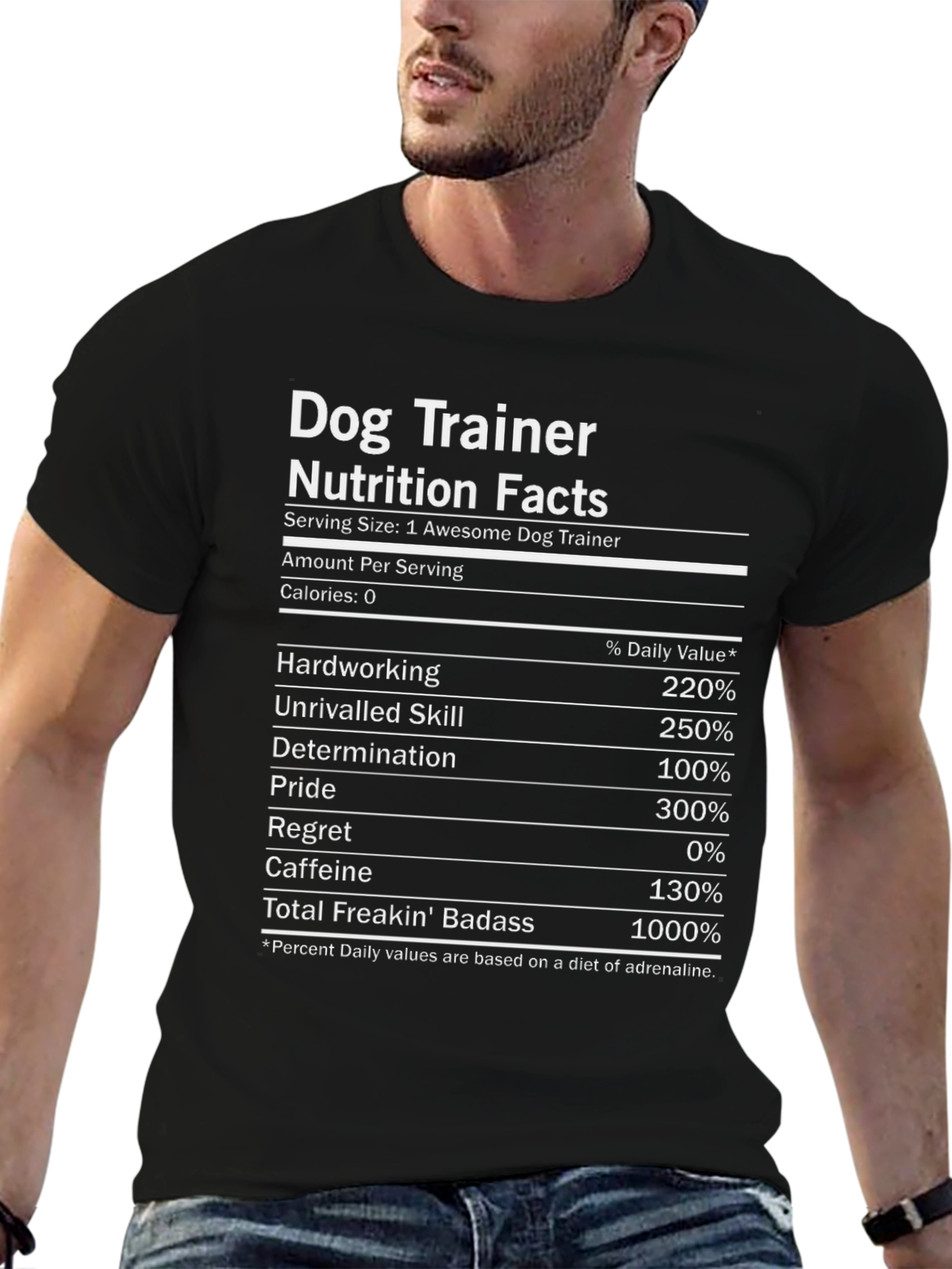 Dog Trainer Nutrition Facts Graphic T-Shirt