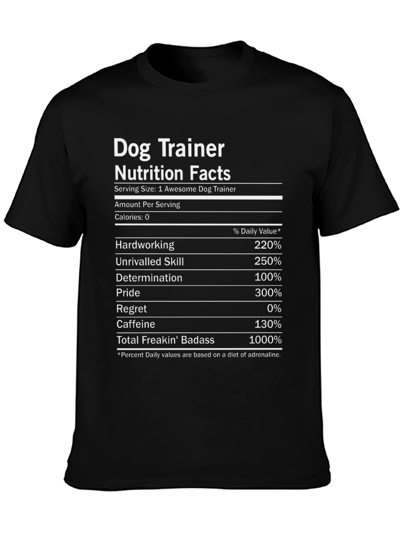 Dog Trainer Nutrition Facts Graphic T-Shirt