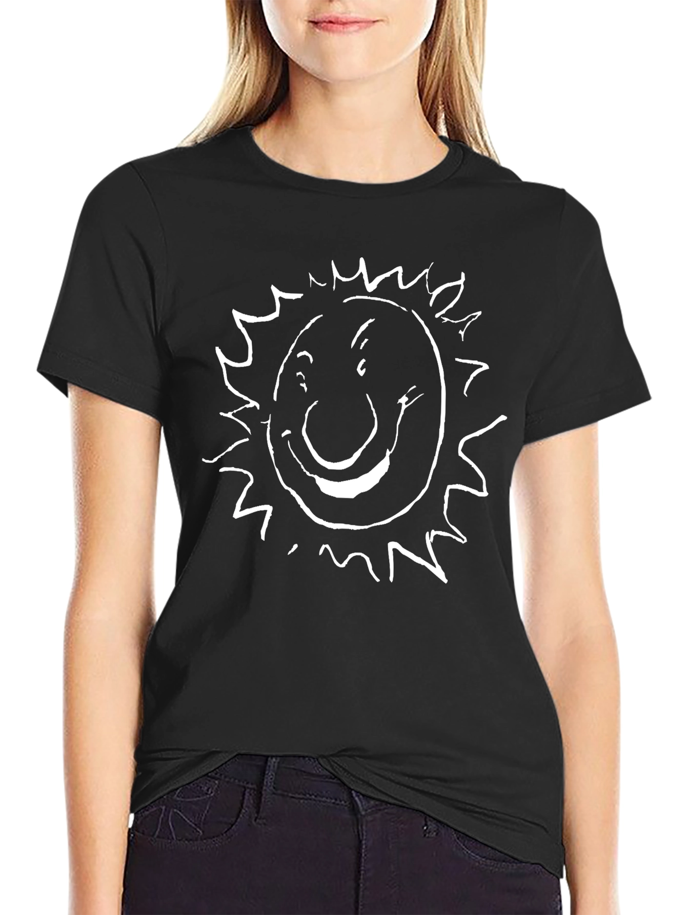 Funny Sun Graphic Black T-Shirt