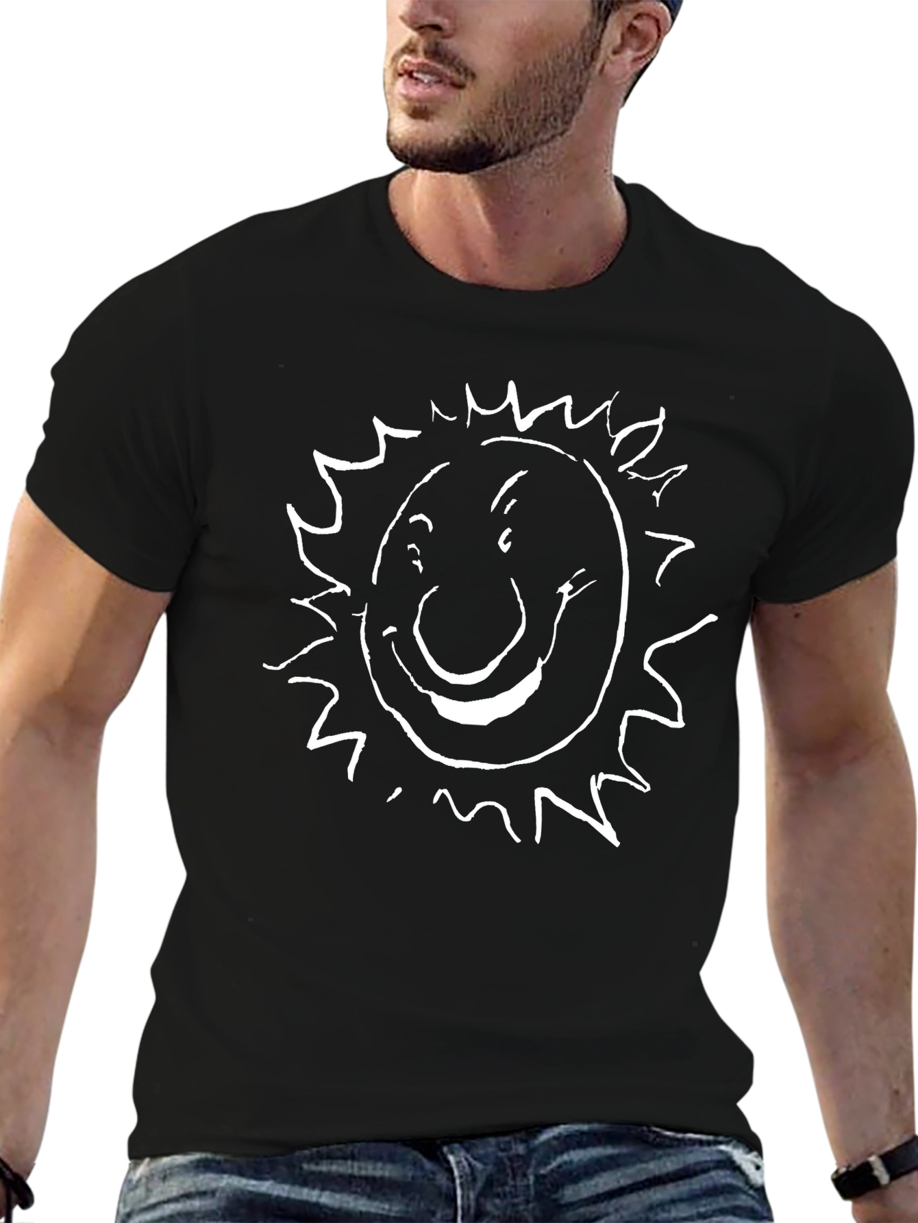 Funny Sun Graphic Black T-Shirt