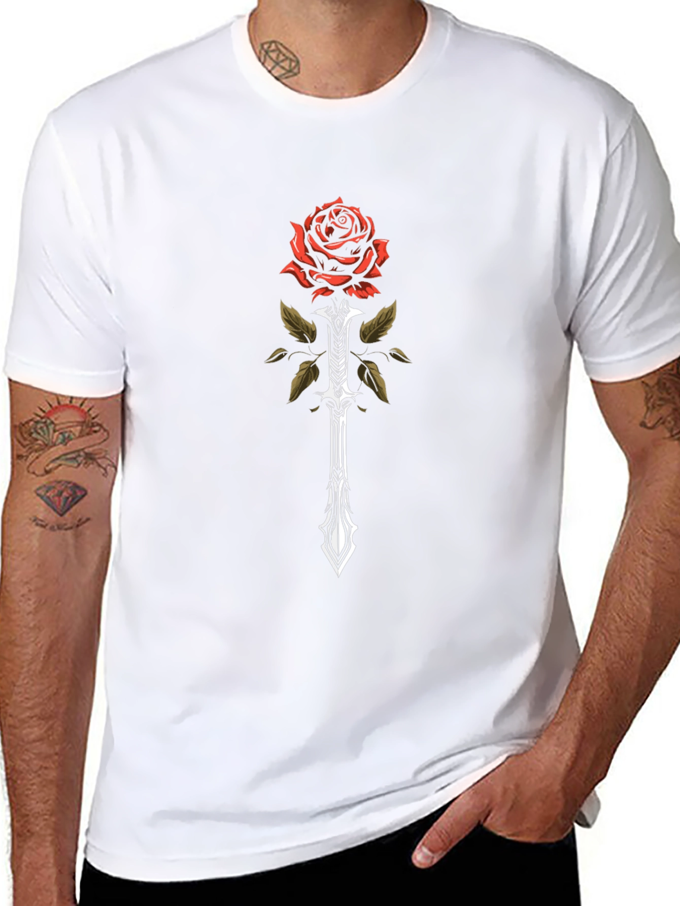 Rose Sword Graphic Tee - Mens Black T-Shirt