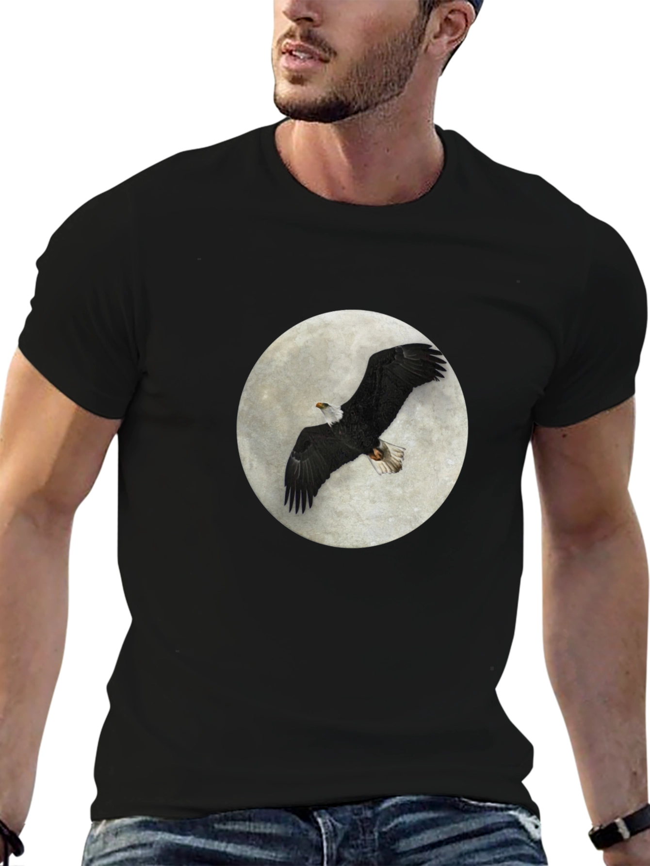Eagle Moon T-Shirt - Black Cotton Tee