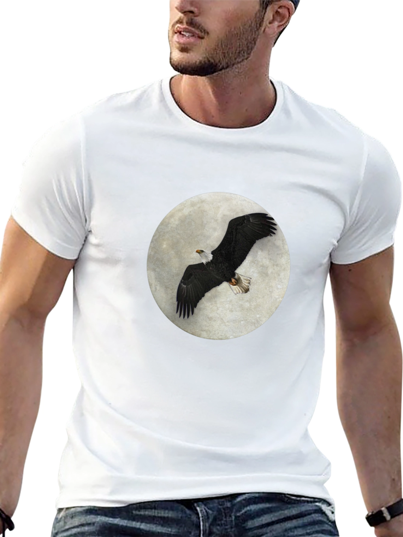Eagle Moon T-Shirt - Black Cotton Tee