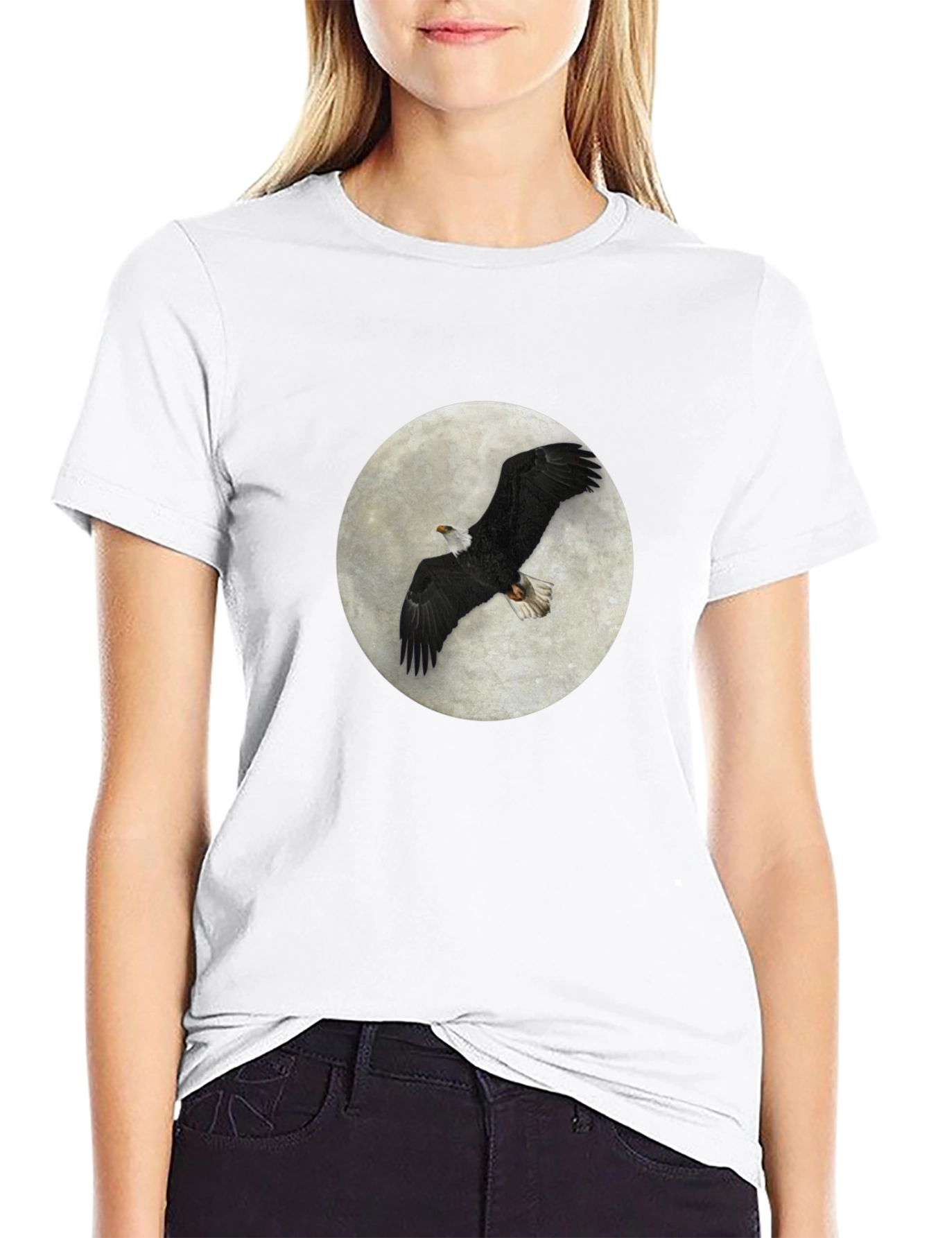 Eagle Moon T-Shirt - Black Cotton Tee