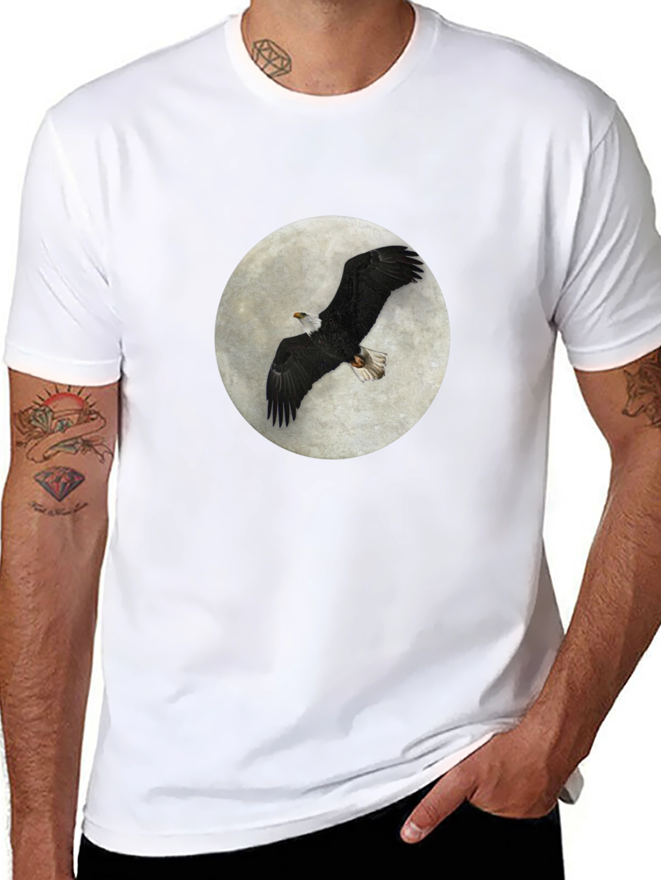 Eagle Moon T-Shirt - Black Cotton Tee