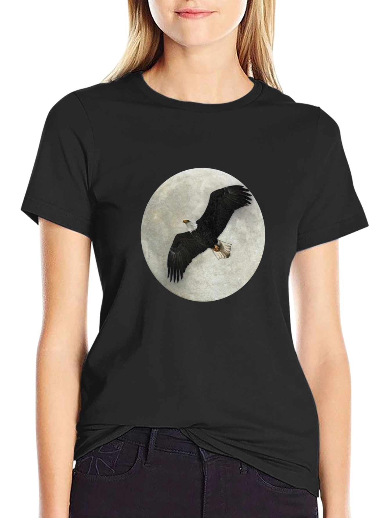 Eagle Moon T-Shirt - Black Cotton Tee
