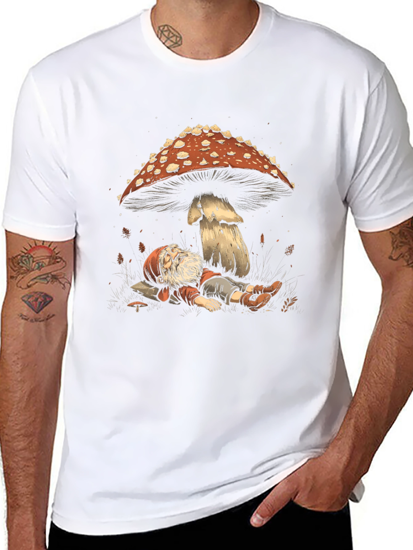 Mushroom Nap Black T-Shirt - Whimsical Design