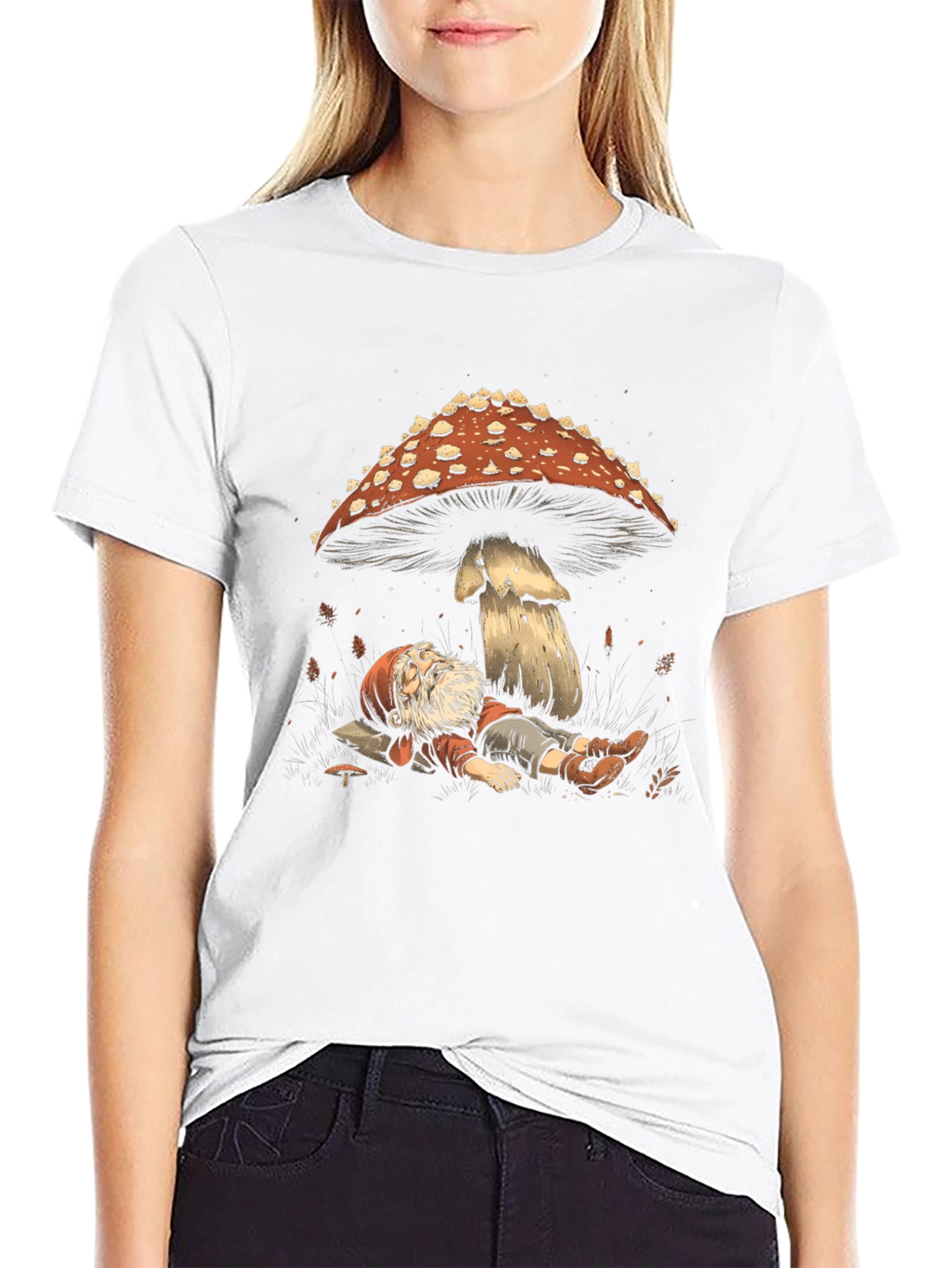 Mushroom Nap Black T-Shirt - Whimsical Design