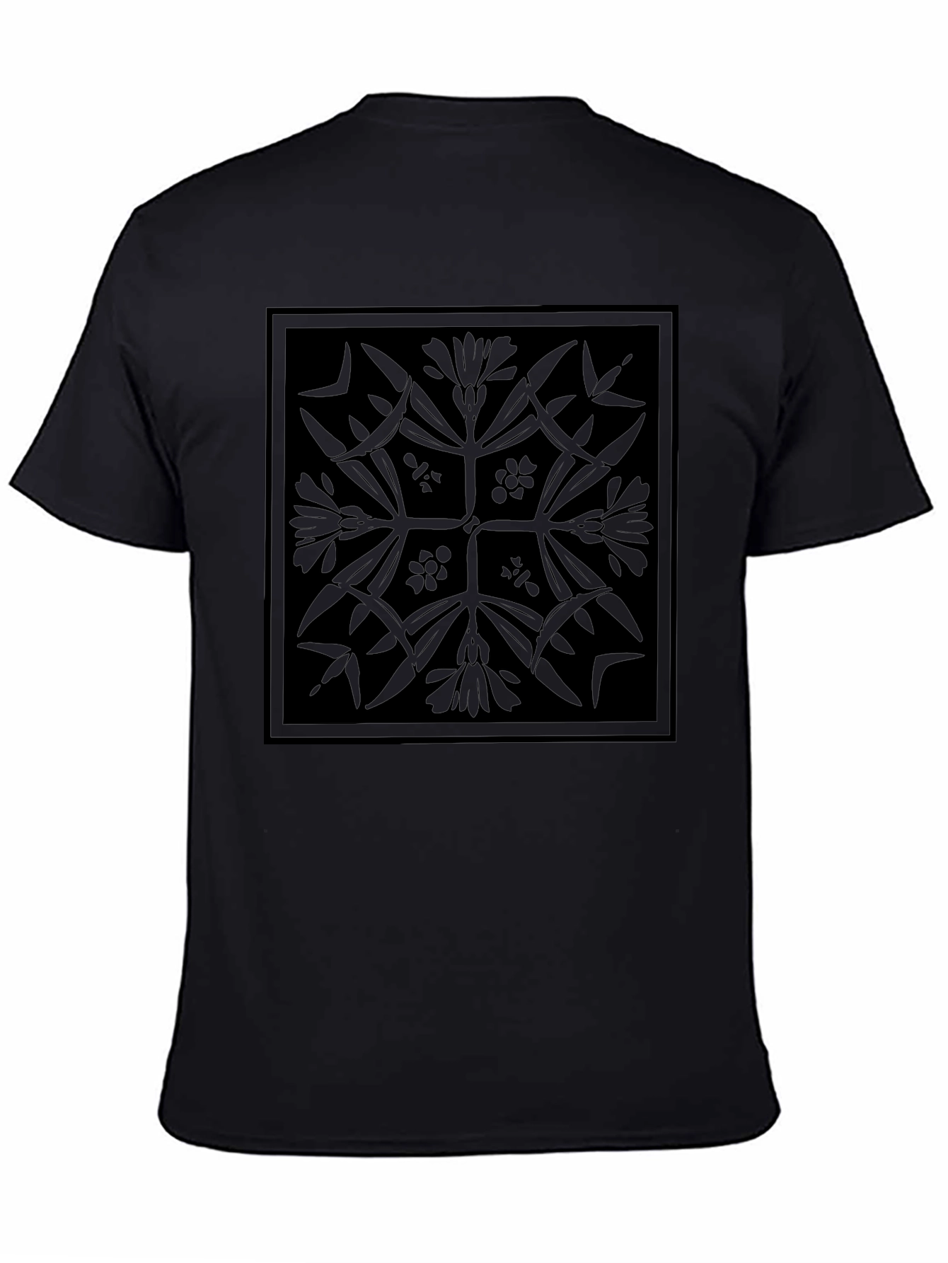 Floral Patterned Black T-Shirt
