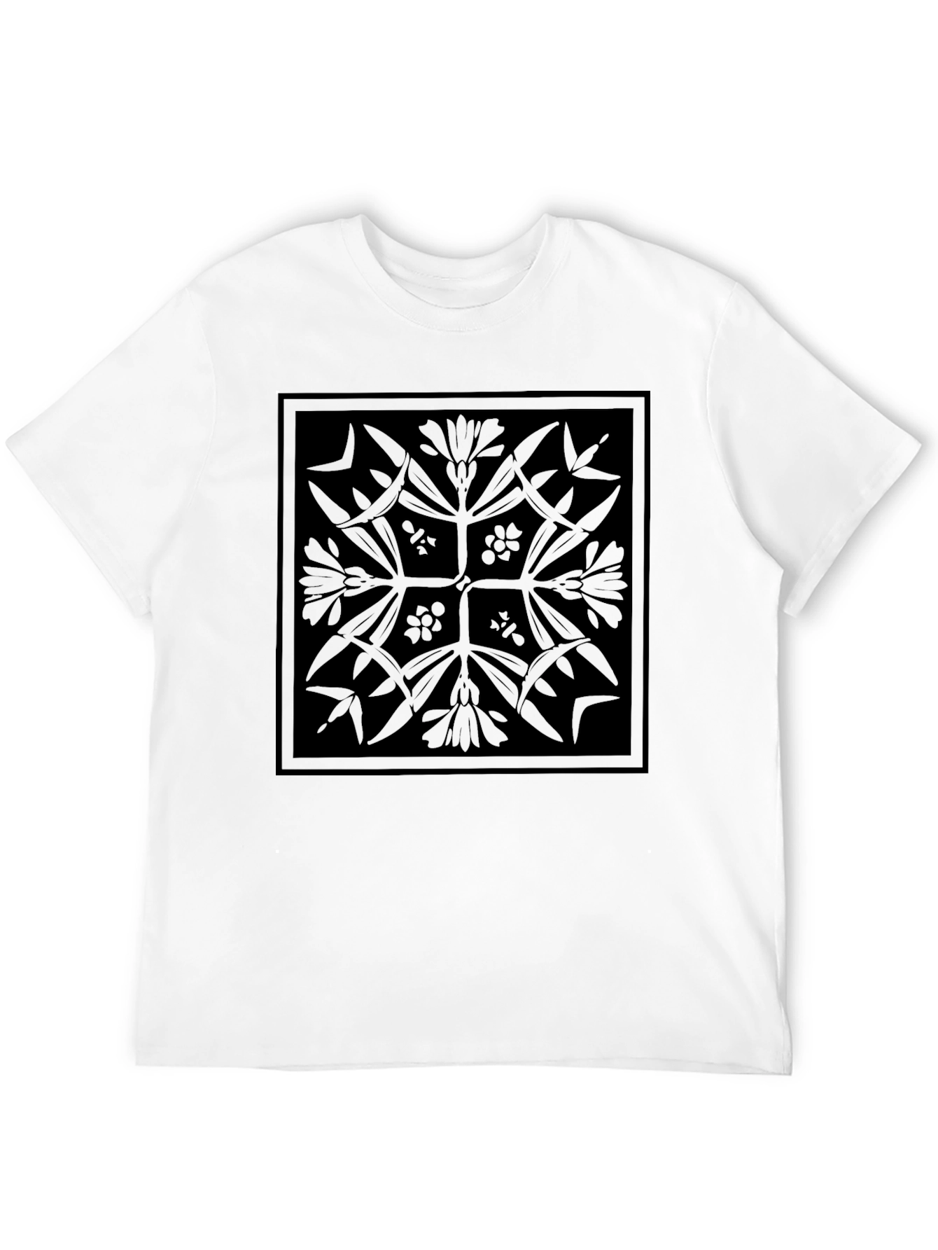 Floral Patterned Black T-Shirt