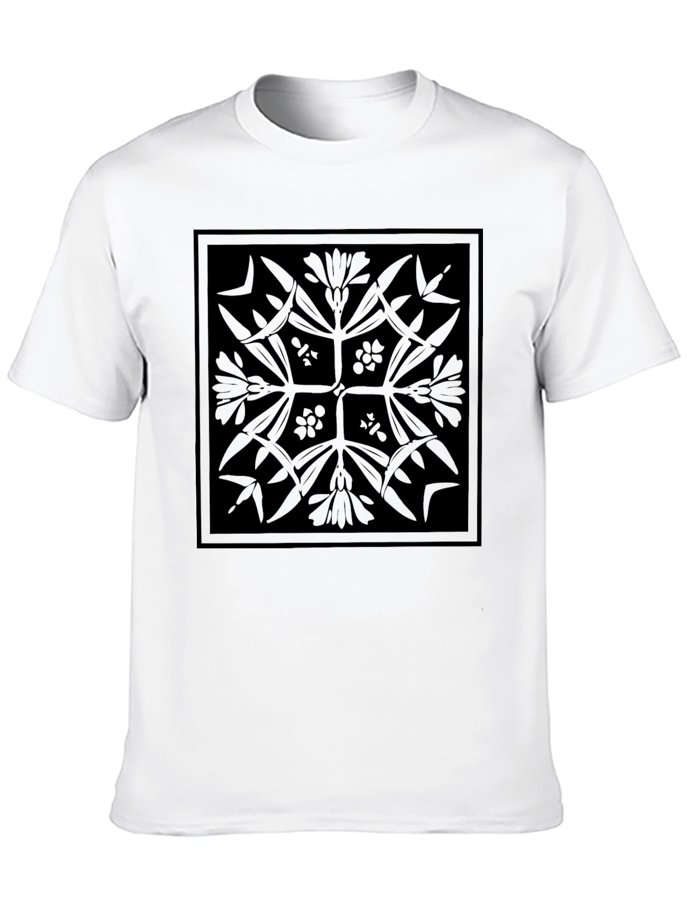 Floral Patterned Black T-Shirt