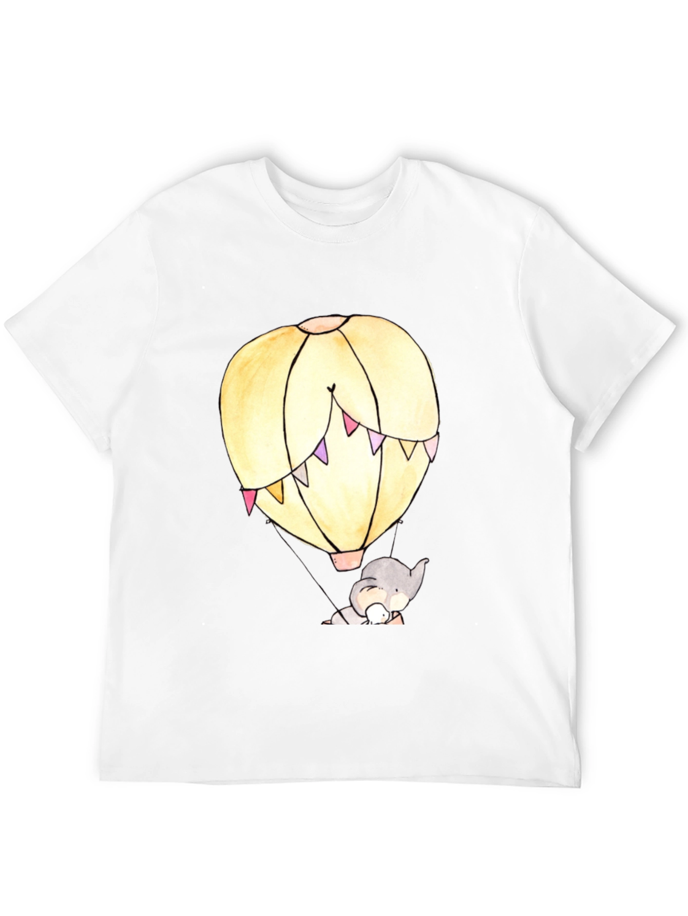 Elephant Hot Air Balloon Graphic Tee - Black
