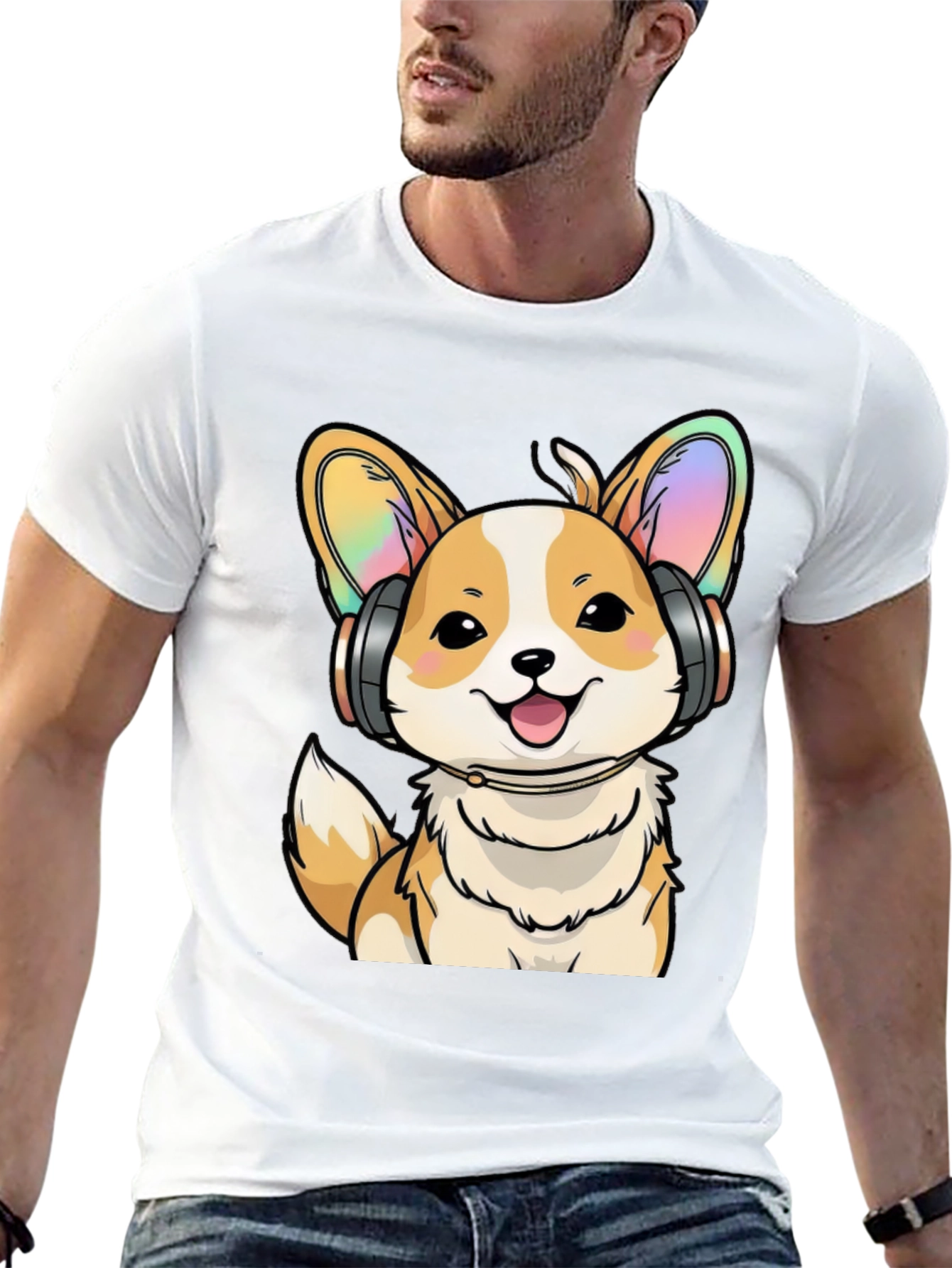 Corgi DJ Black T-Shirt