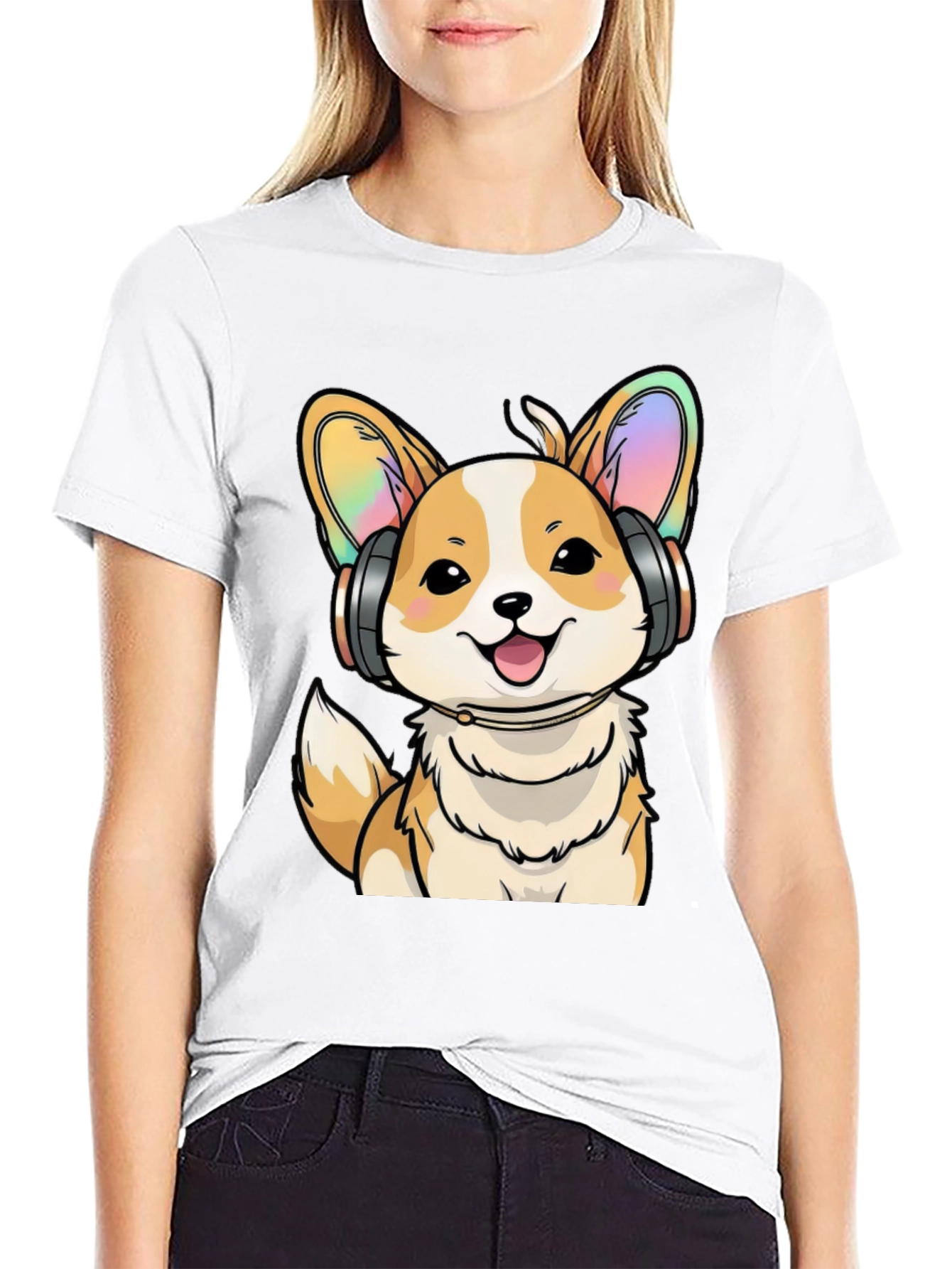 Corgi DJ Black T-Shirt