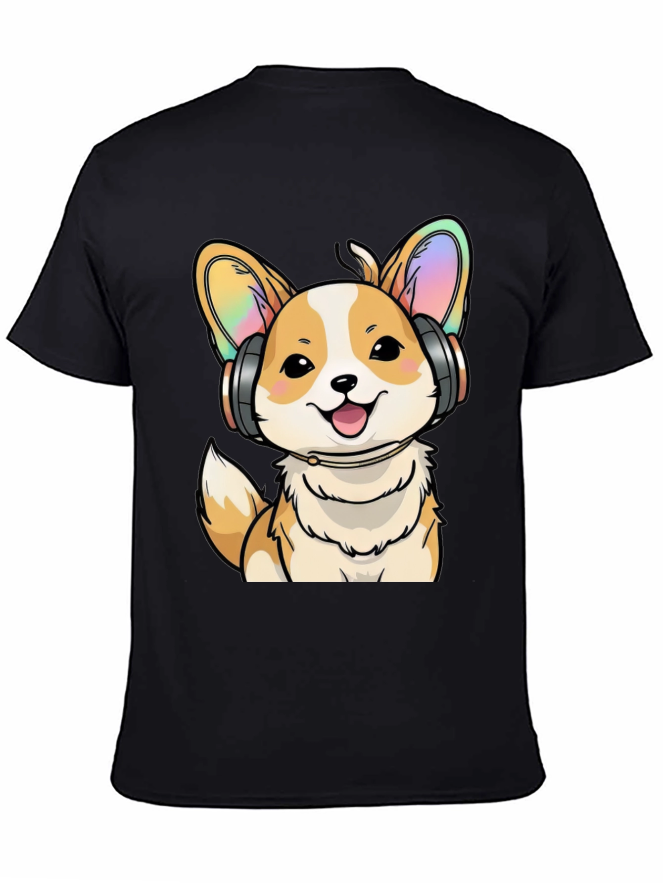 Corgi DJ Black T-Shirt