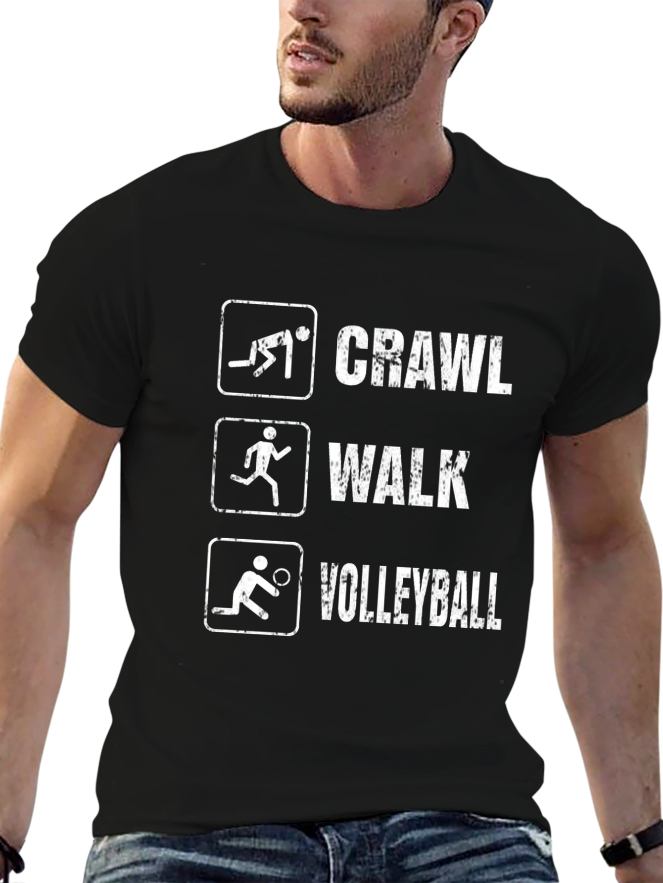 Crawl Walk Volleyball T-Shirt Funny Sport Tee