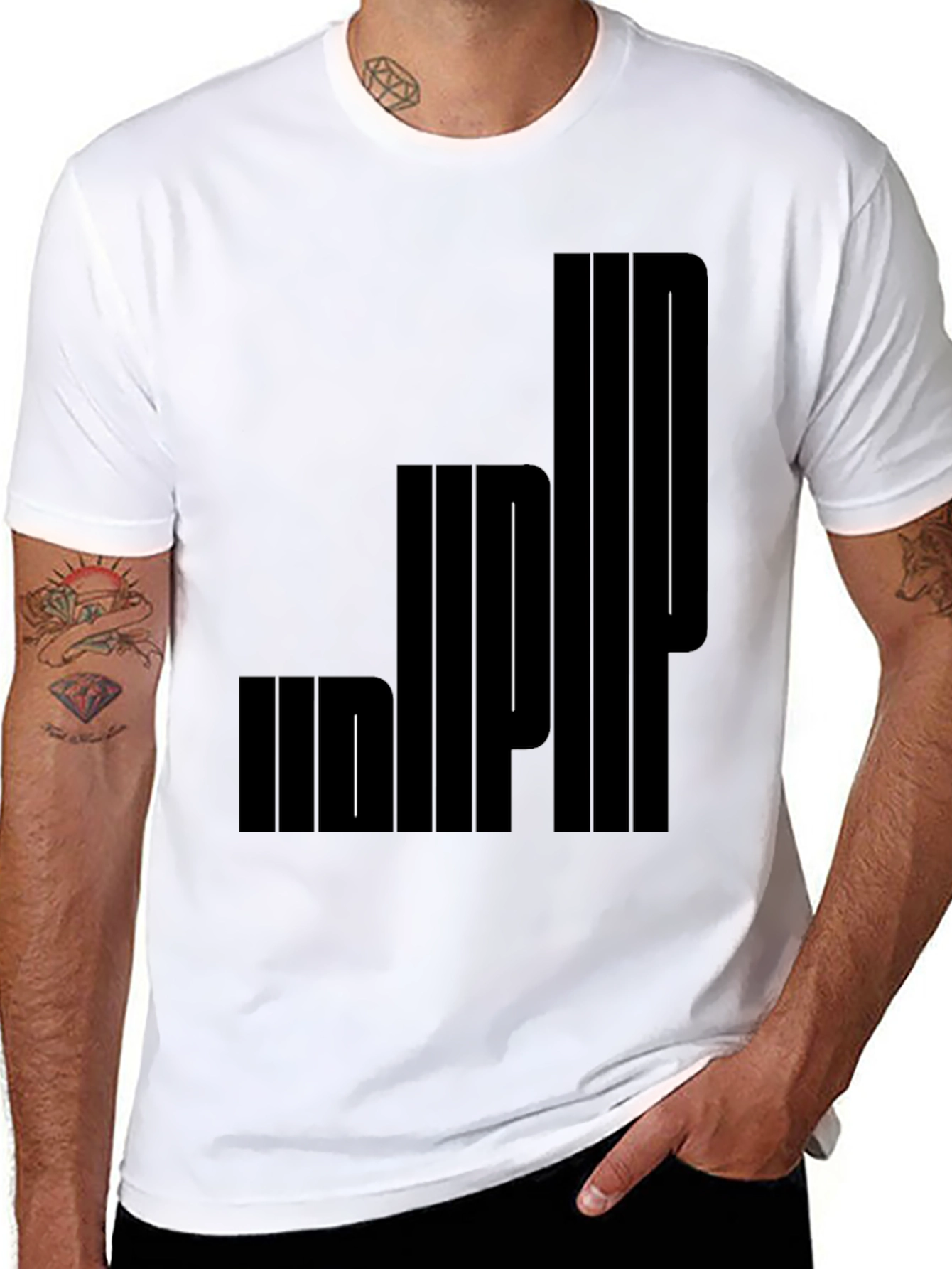 Modern Graphic Print Black T-Shirt