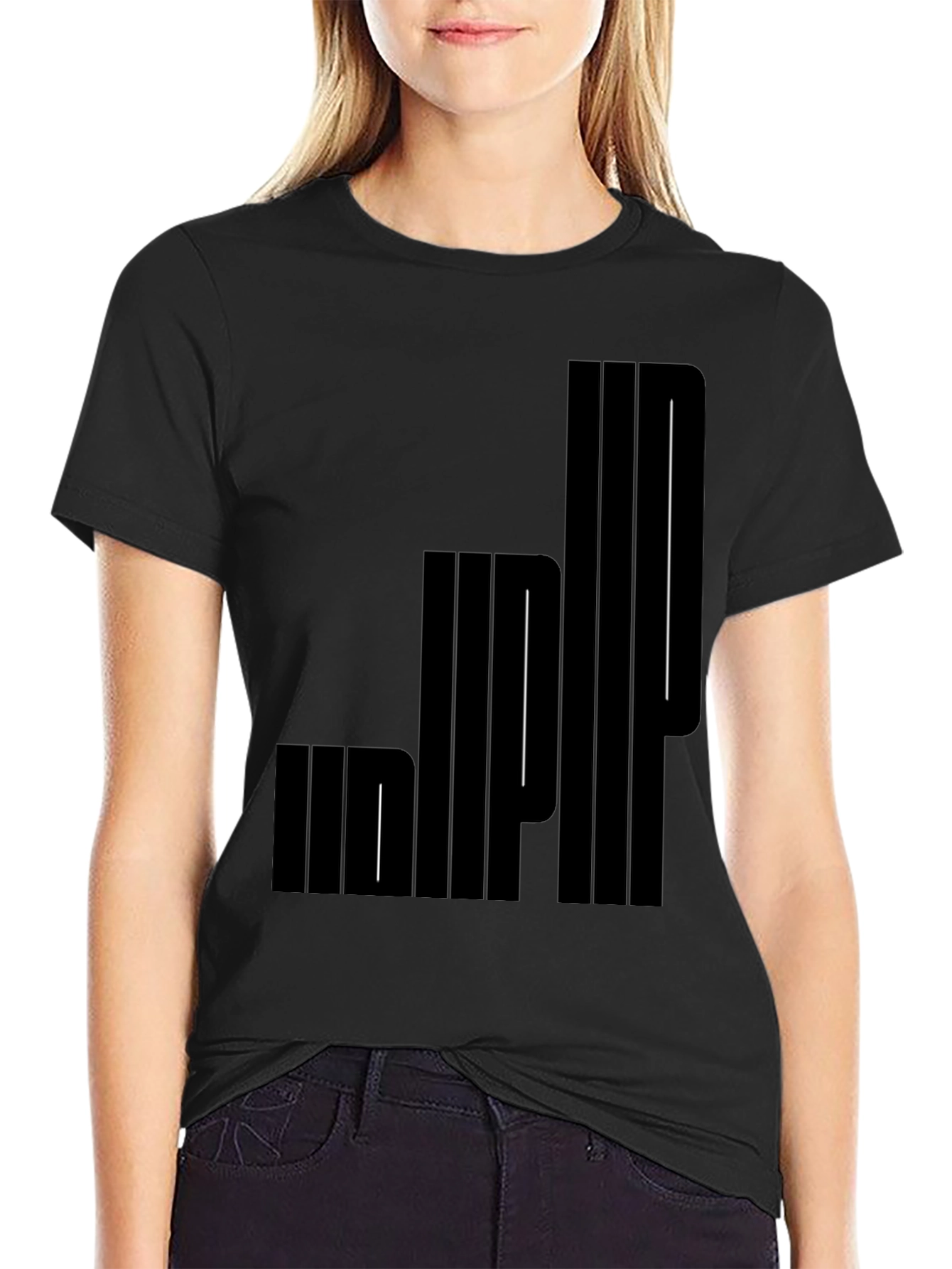 Modern Graphic Print Black T-Shirt
