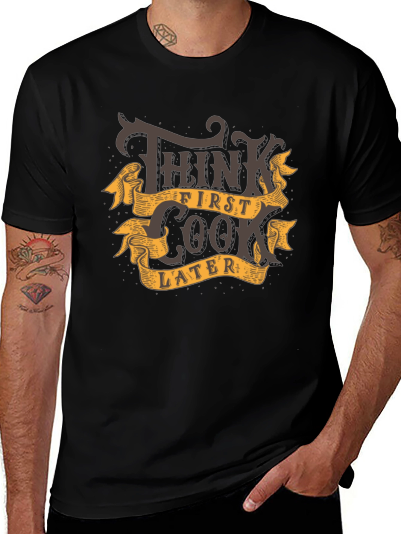 Think First Look Later Graphic Tee - Black