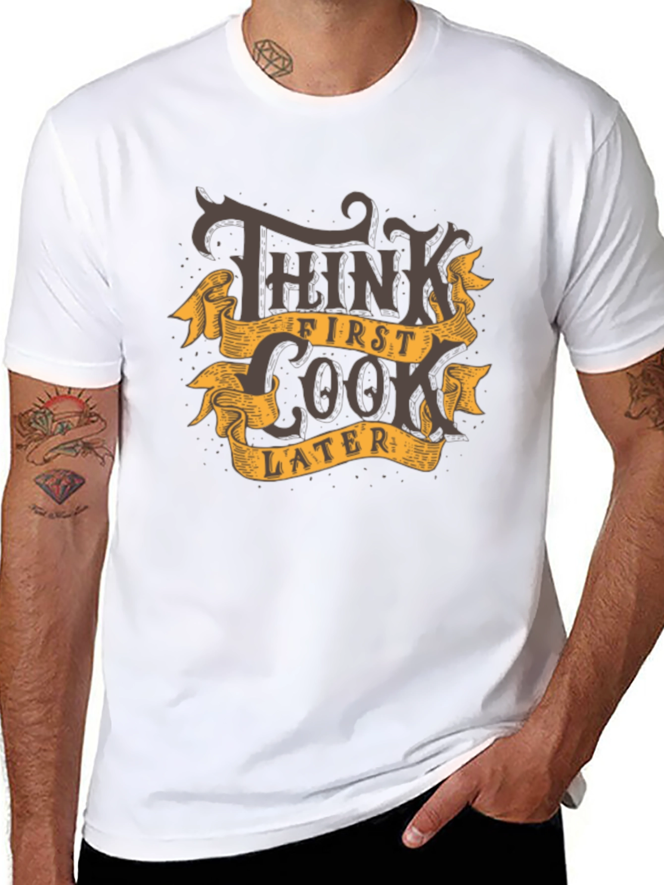 Think First Look Later Graphic Tee - Black