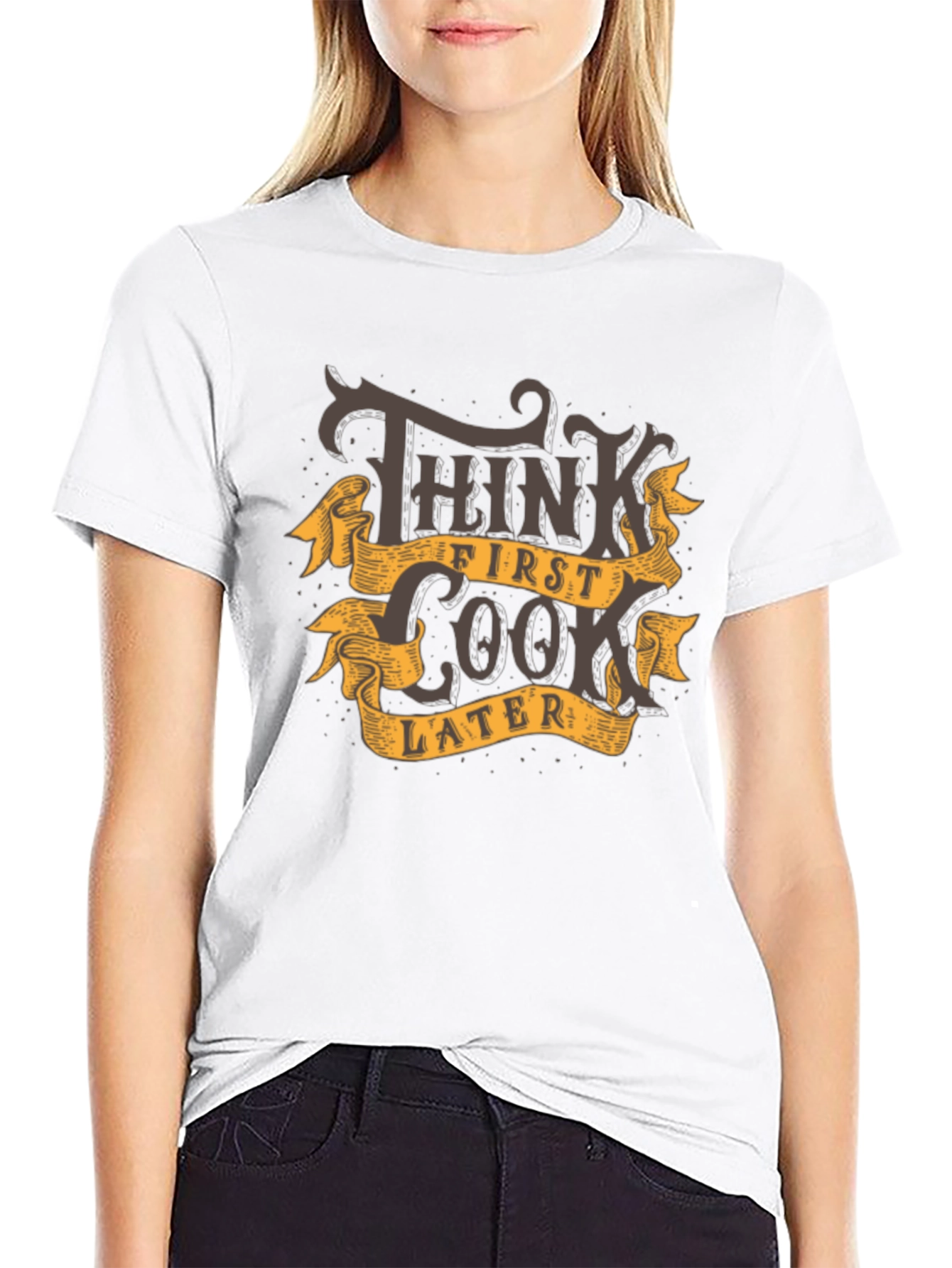 Think First Look Later Graphic Tee - Black