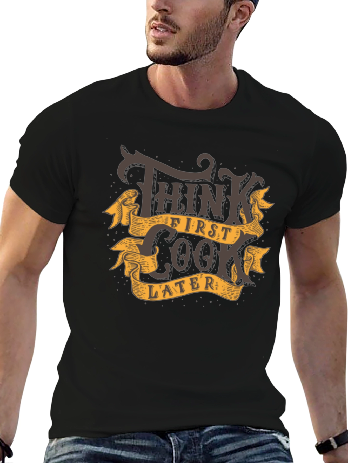 Think First Look Later Graphic Tee - Black