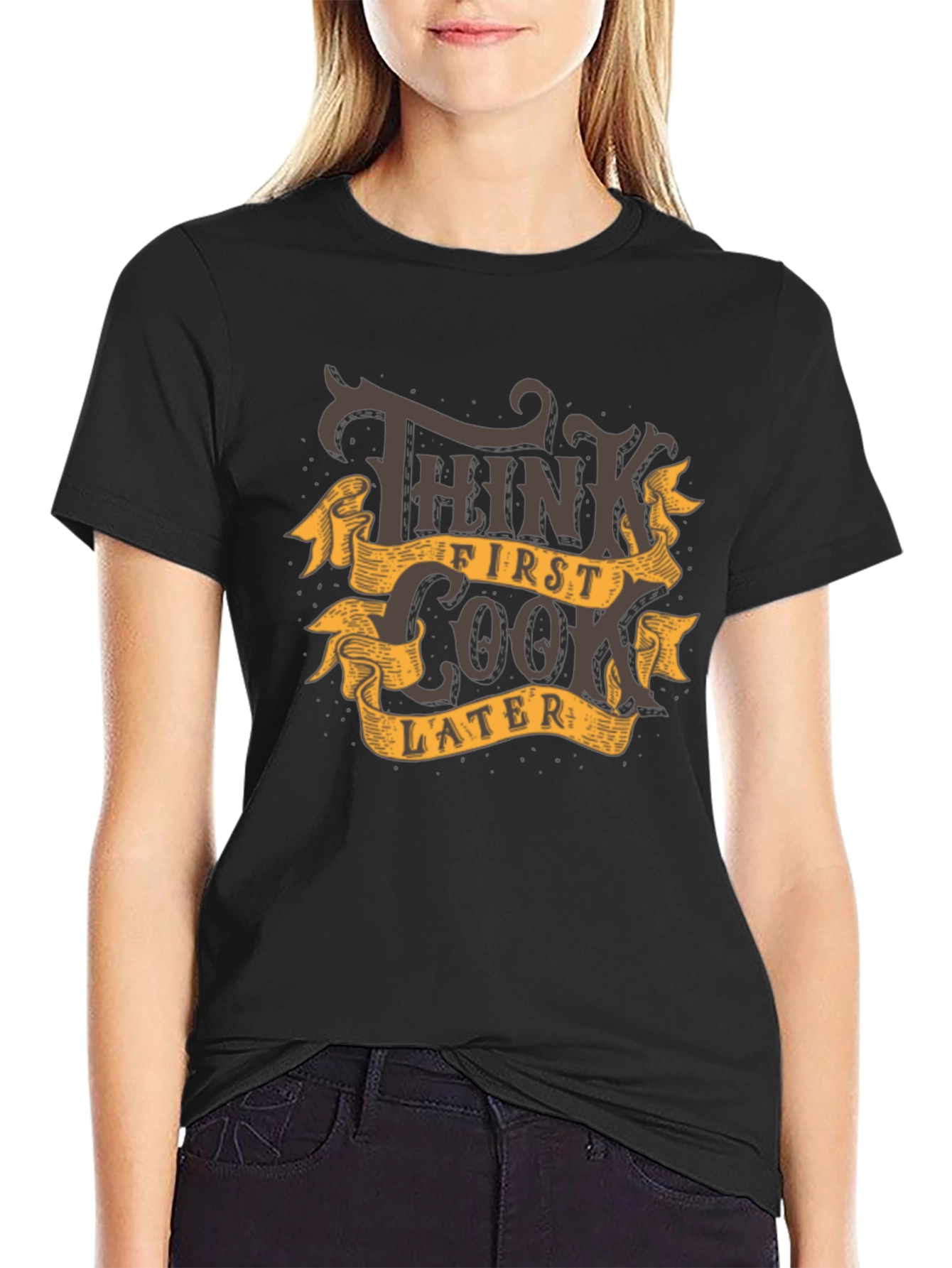 Think First Look Later Graphic Tee - Black