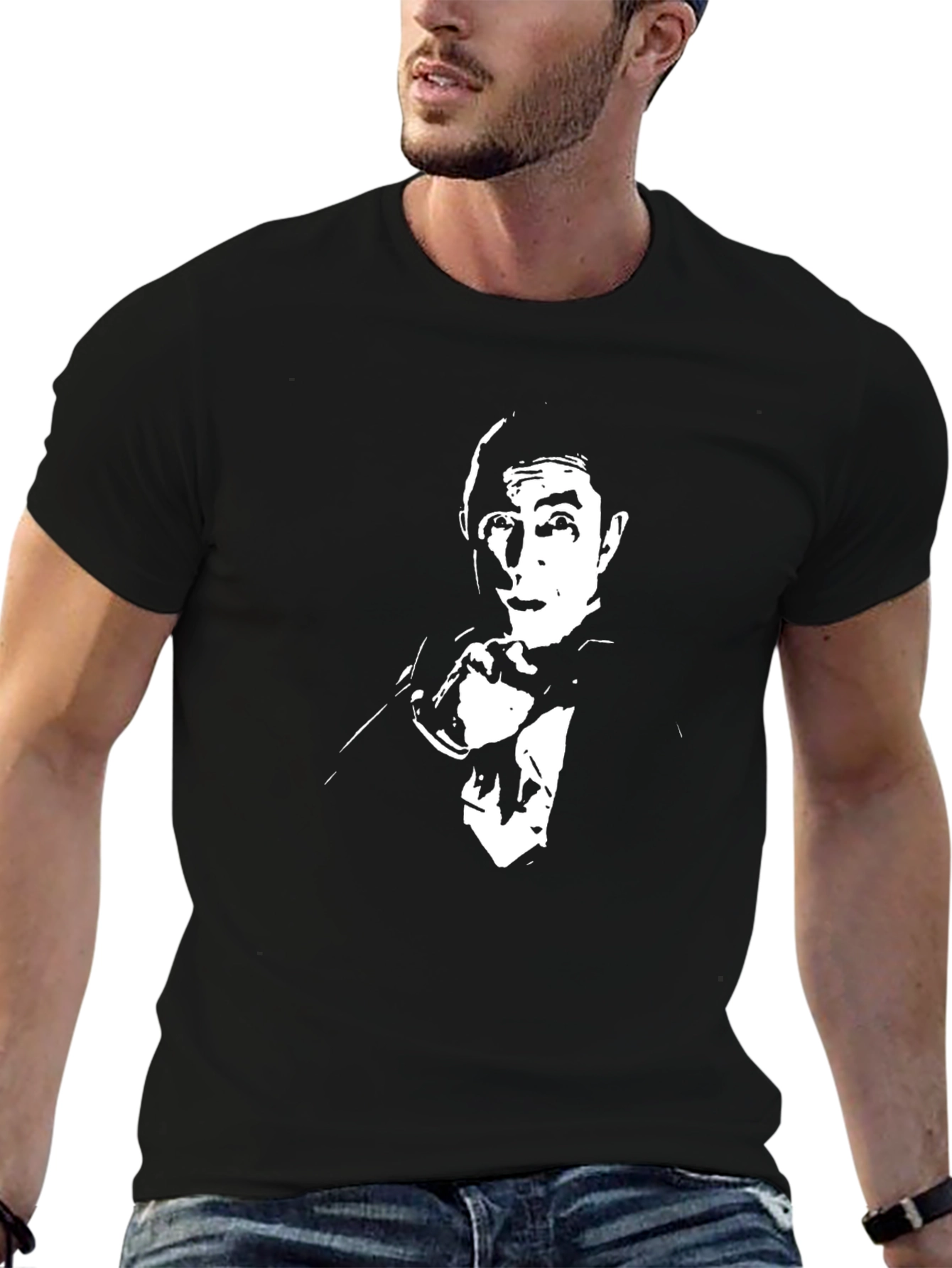 Mr. Bean Graphic Tee - Black Cotton T-Shirt