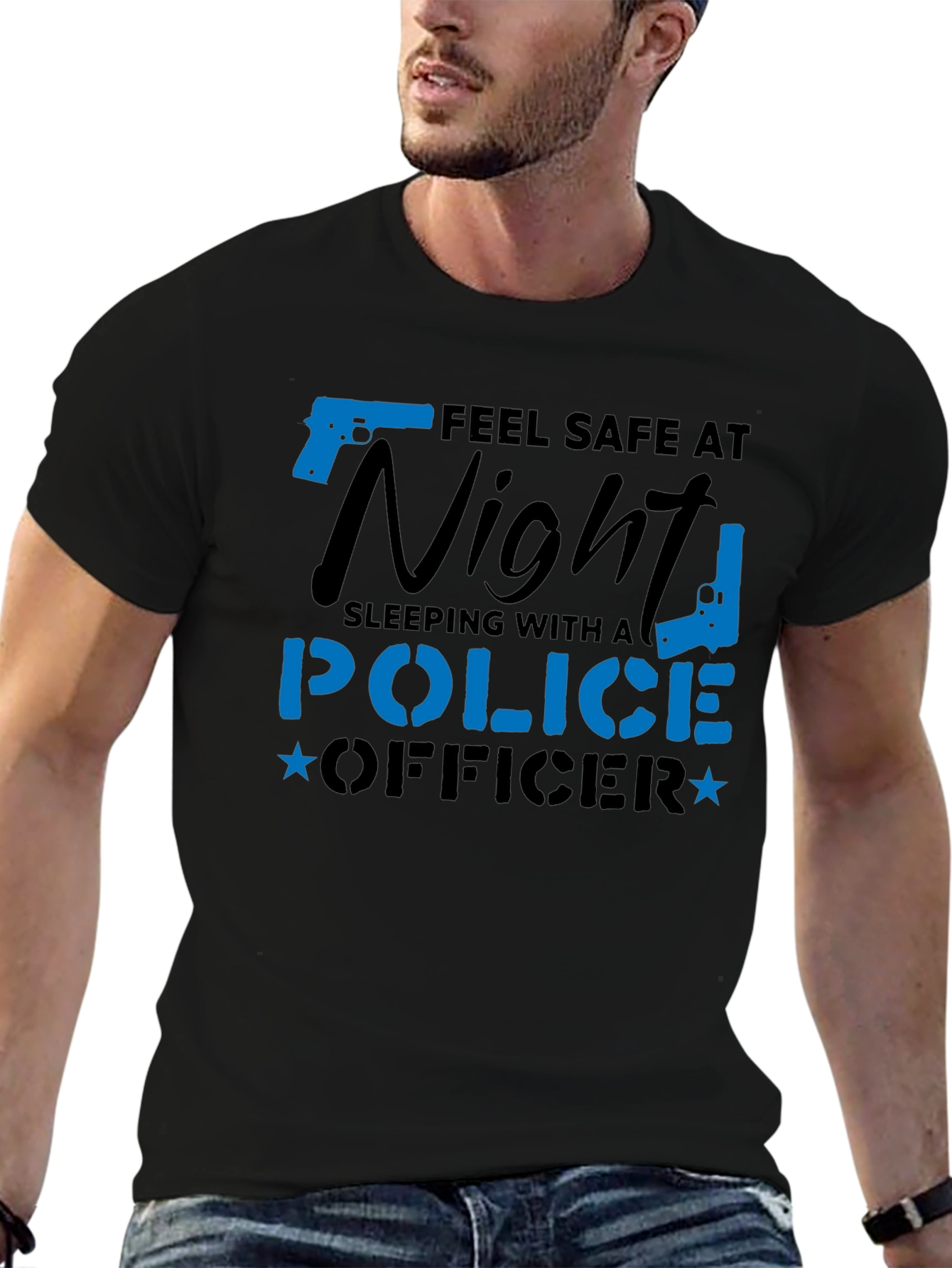 Feel Safe Police Officer Novelty Graphic Tee