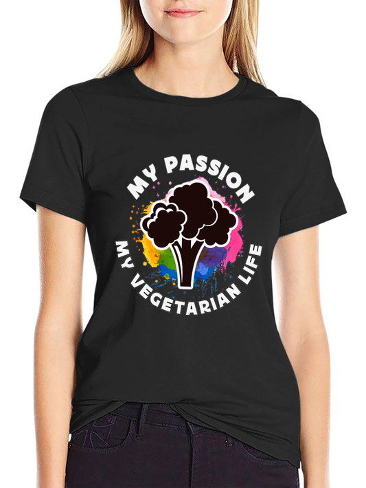 Vegetarian Passion T-Shirt - Colorful Broccoli Design