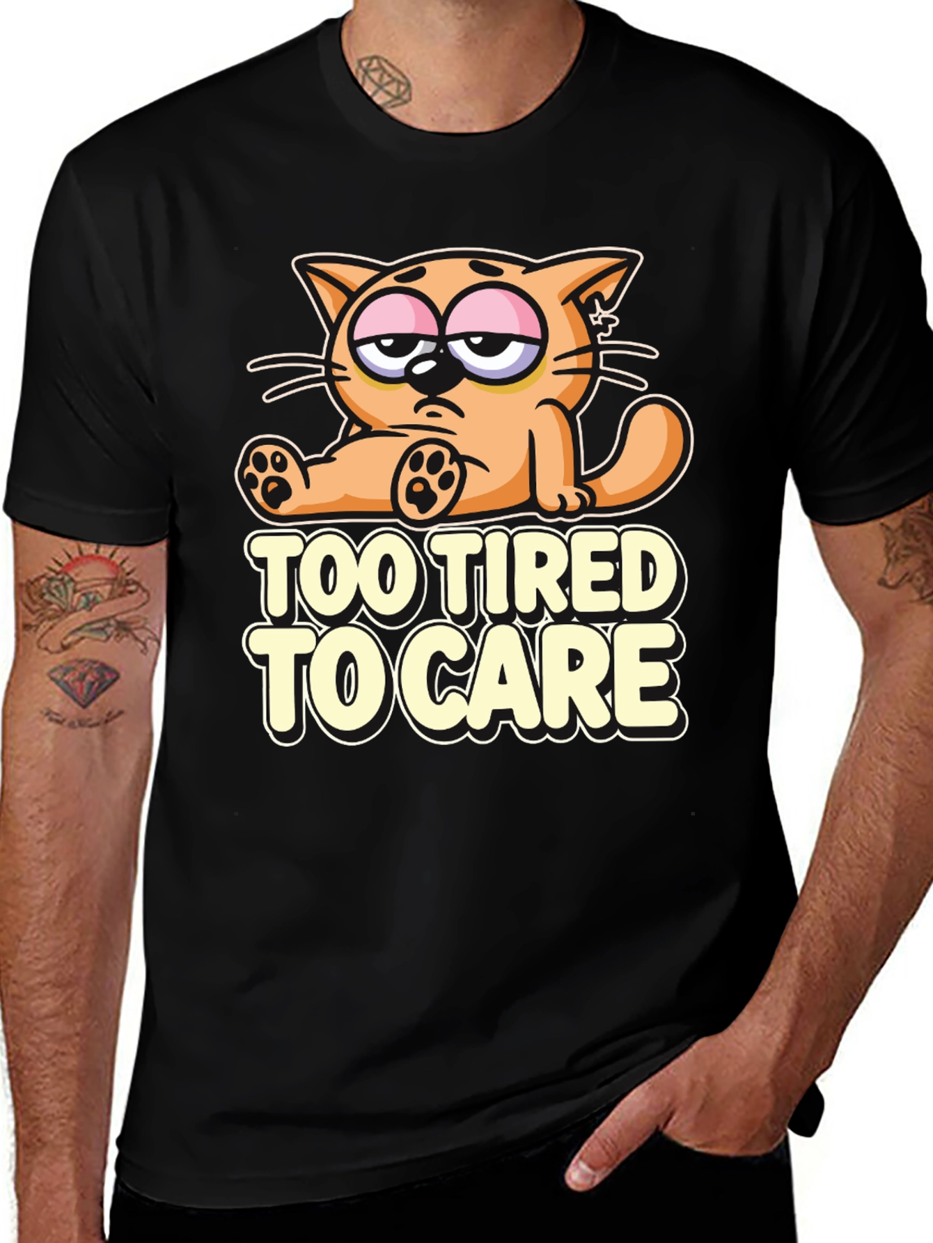 Too Tired to Care Cat T-Shirt