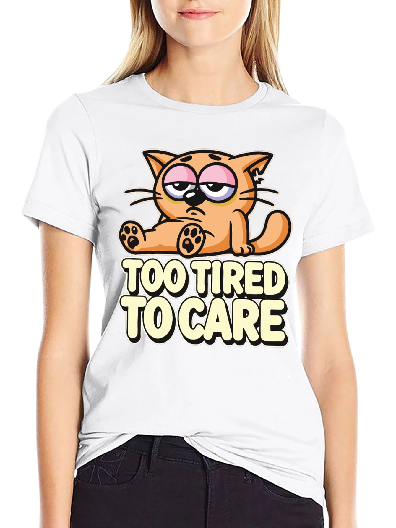 Too Tired to Care Cat T-Shirt
