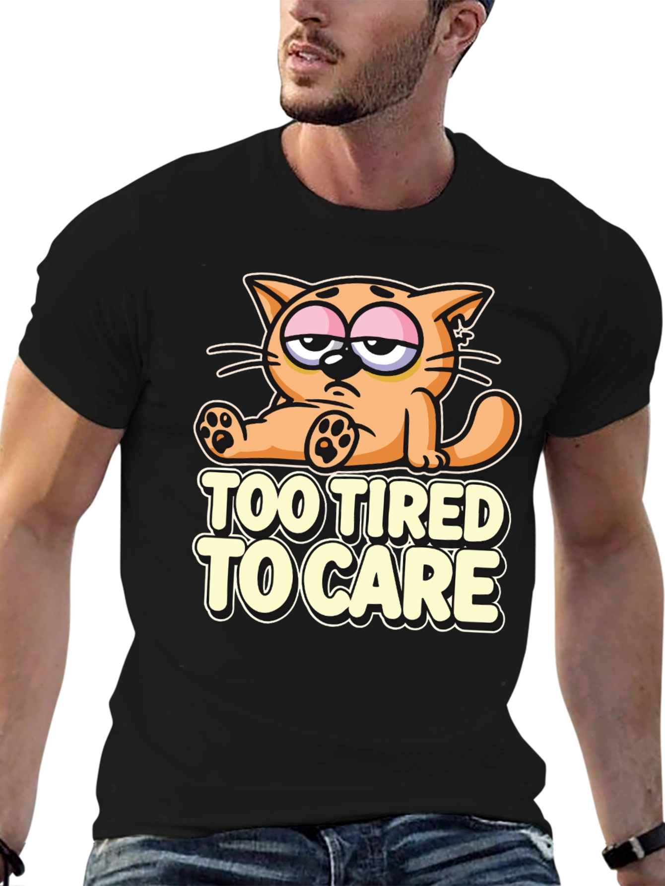 Too Tired to Care Cat T-Shirt