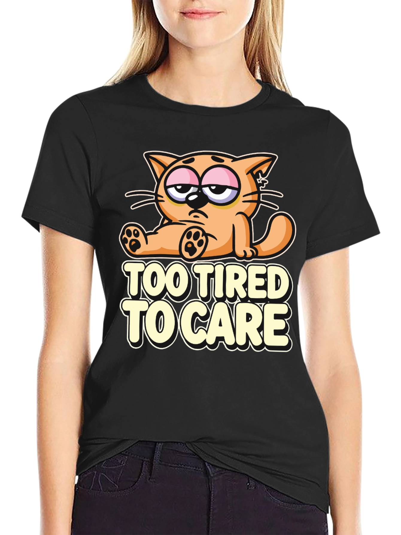 Too Tired to Care Cat T-Shirt