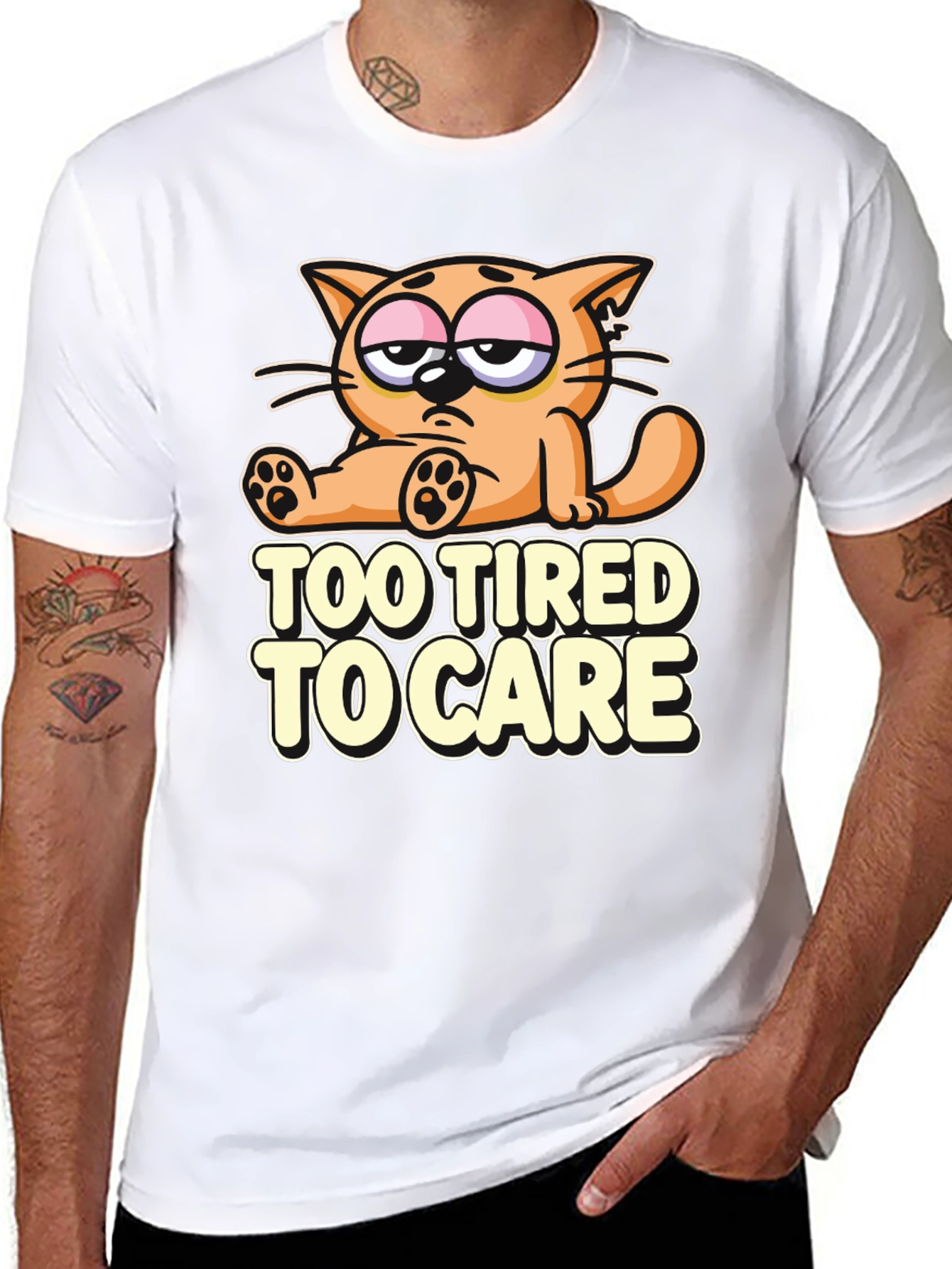 Too Tired to Care Cat T-Shirt
