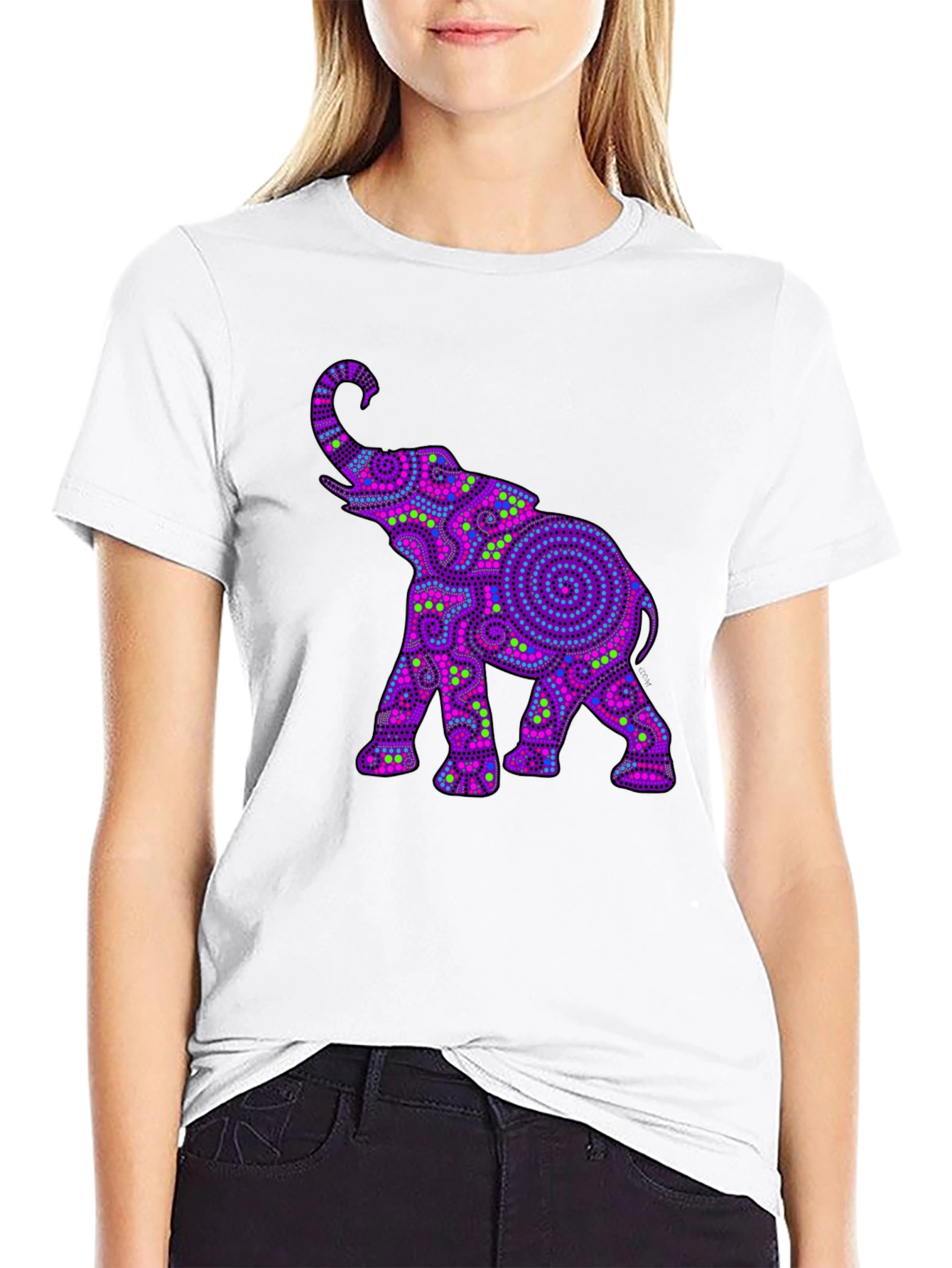 Elephant Graphic Print Crew Neck T-Shirt