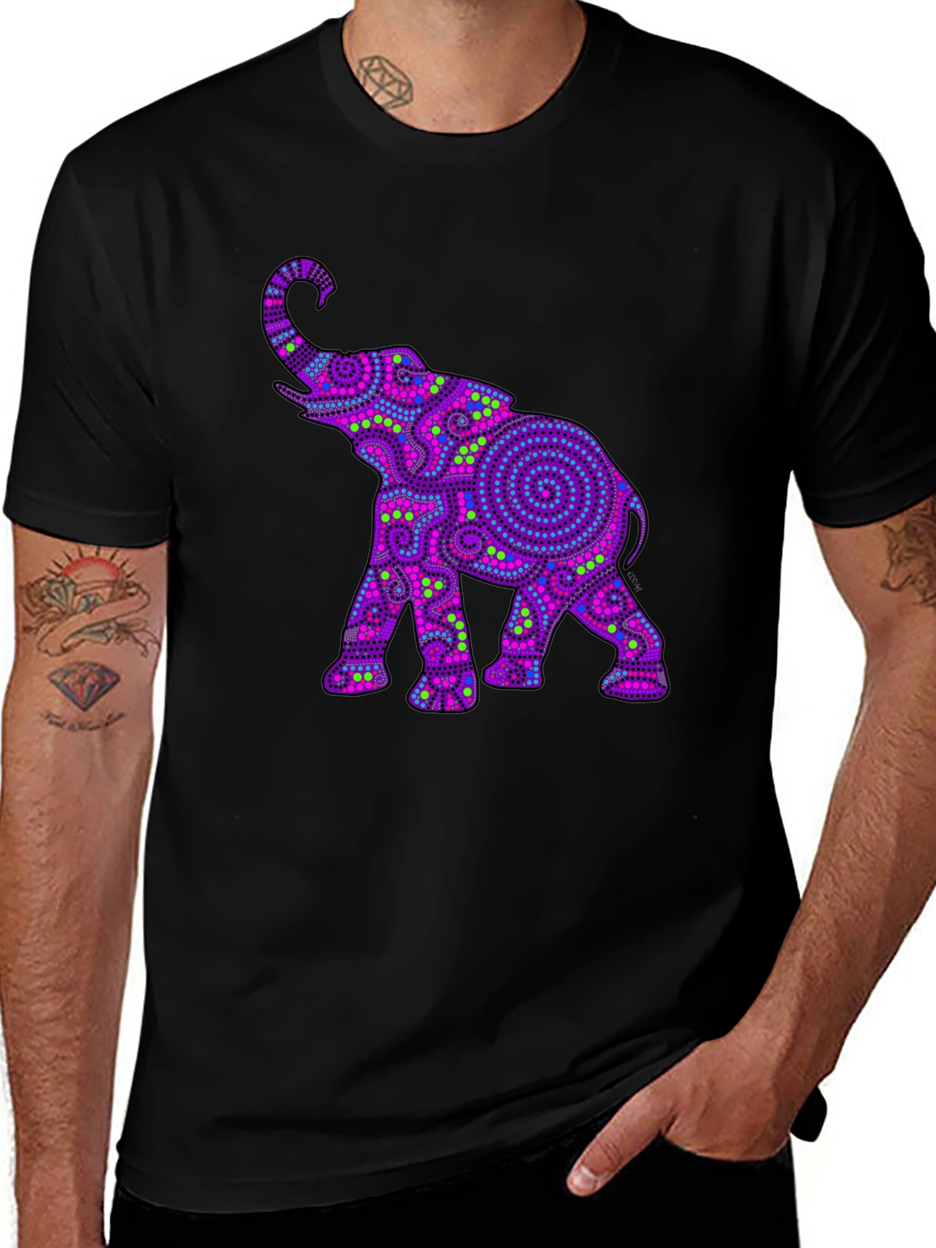 Elephant Graphic Print Crew Neck T-Shirt