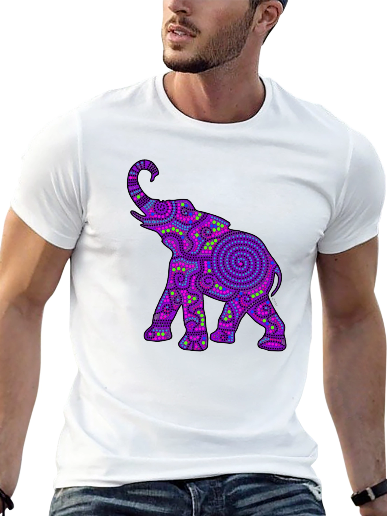Elephant Graphic Print Crew Neck T-Shirt