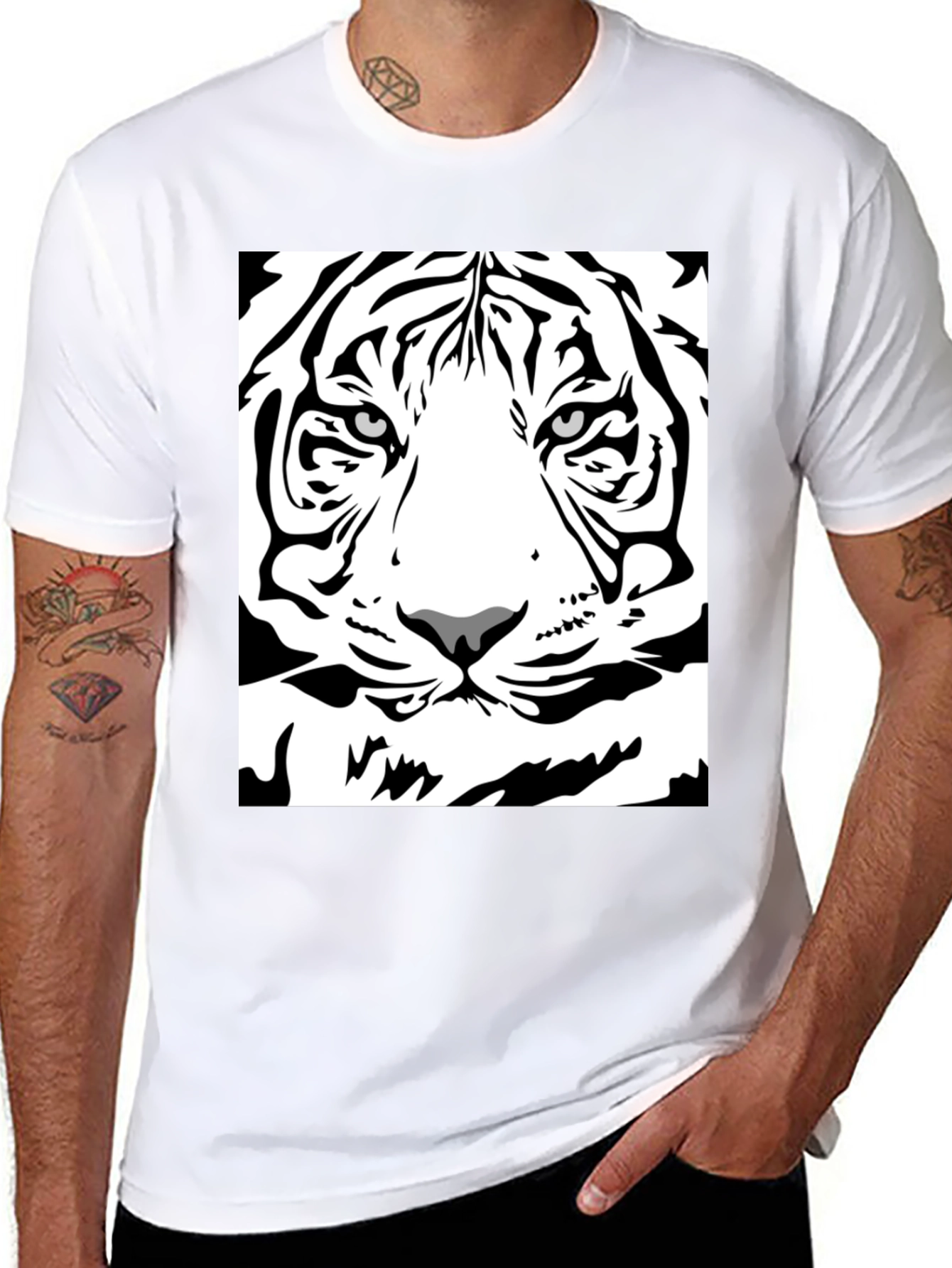 Black Tiger Graphic Tee - Bold Animal Print